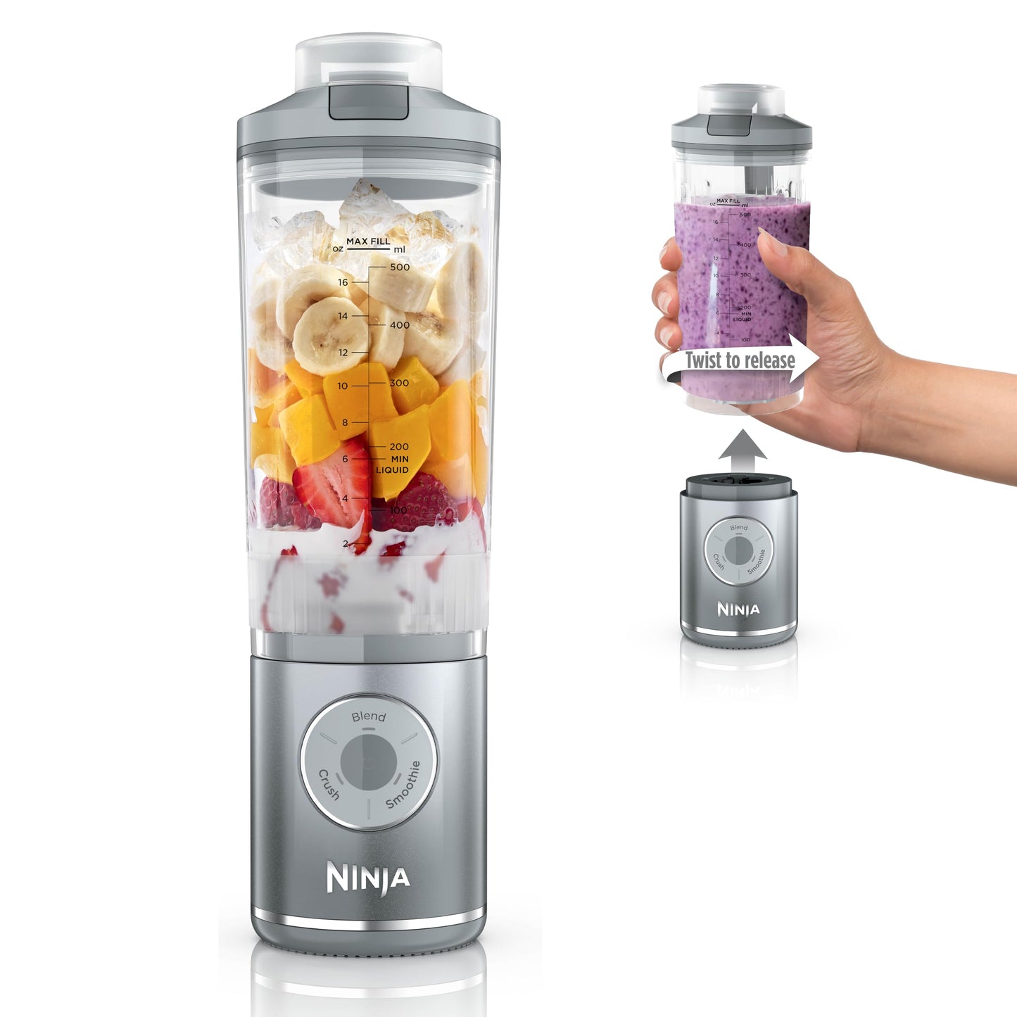 Ninja Blender, Blast Max, Cordless, Personal Blender for-Smoothies, Frozen Drinks, Ice Crush, 22 oz. Removable Vessel, Leakproof-Lid, BPA-Free, Dishwasher Safe, Auto-iQ Technology