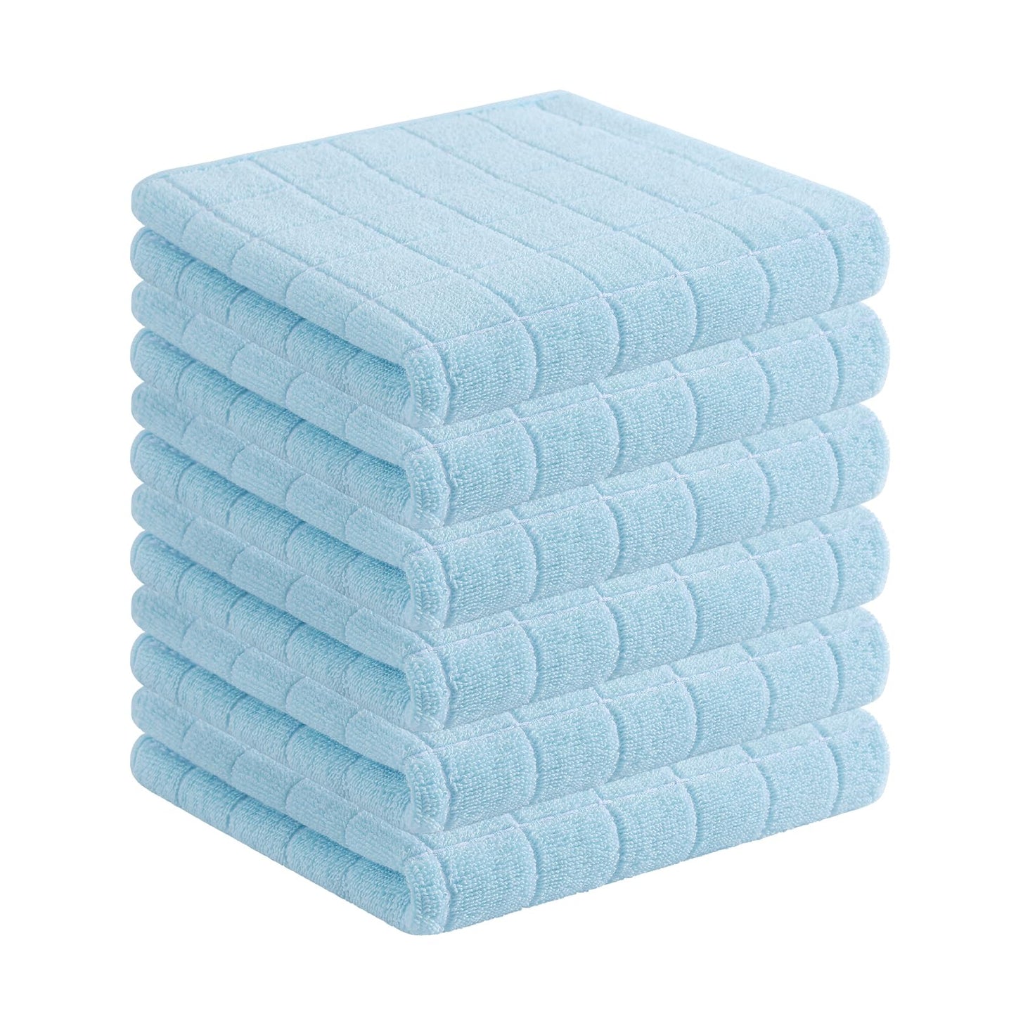 Homaxy 100% Cotton Terrycloth Check Design Dish Cloths & Dish Towels, Soft and Absorbent, Perfect for Kitchen Drying and Washing