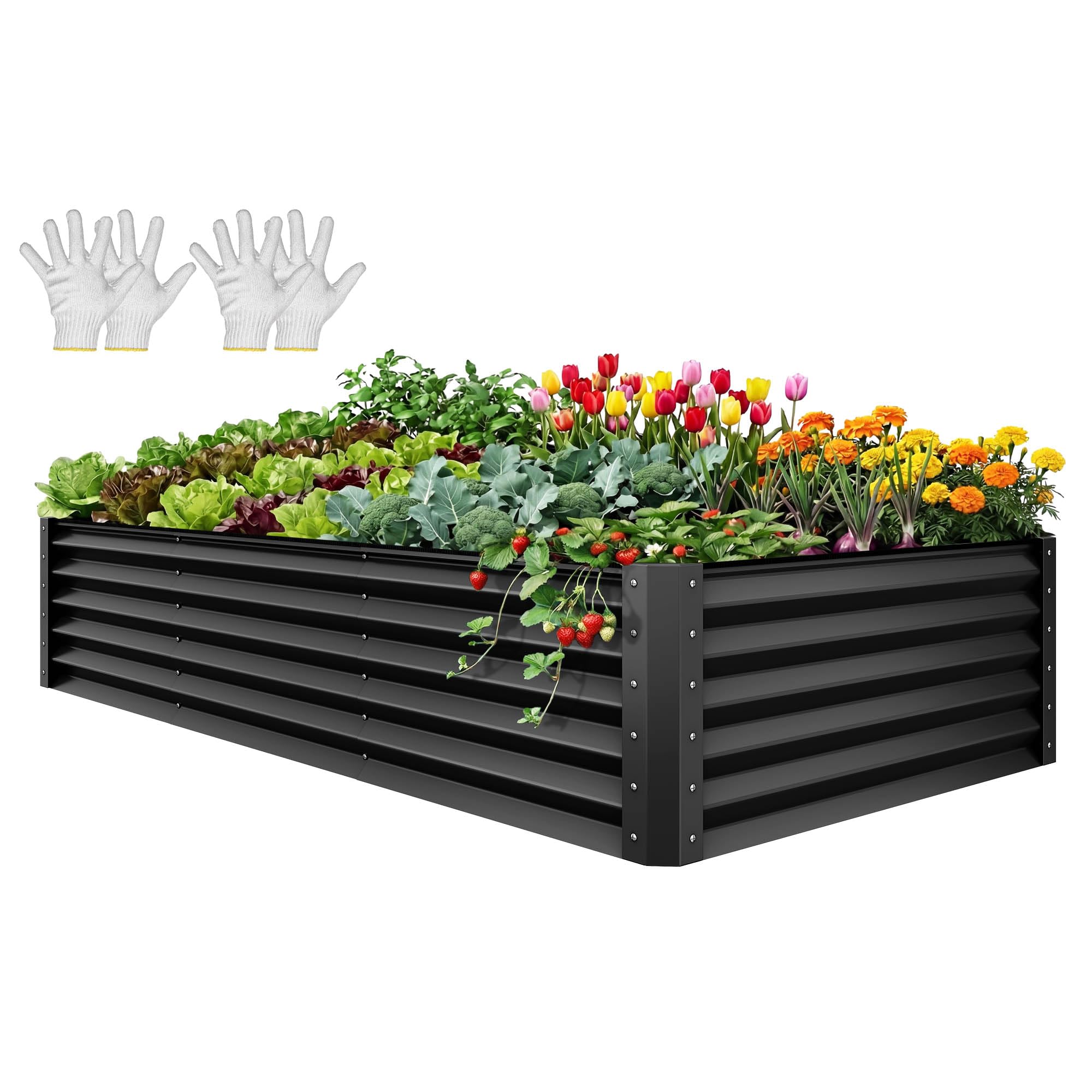 YITAHOME Raised Garden Bed Kit with Gloves, Ground Nails, Support Rod-1