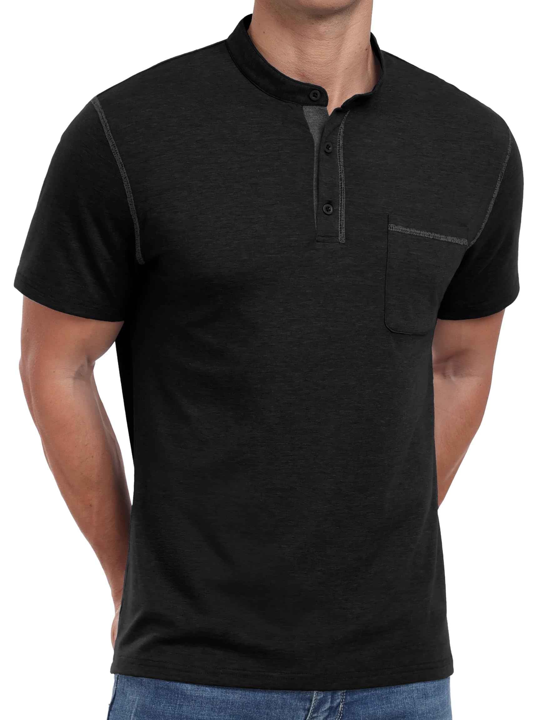 Sailwind Mens Henley Shirts Short Sleeve Summer Casual Classic Cotton T Shirts Pocket Button Shirt