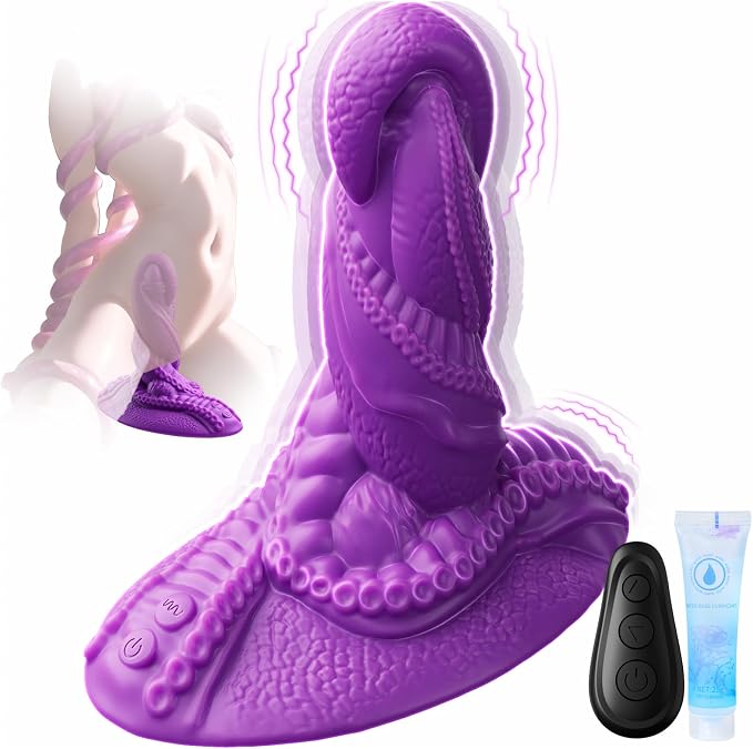 Monster Dildo Vibrator Sex Toys - Sit and Ride Fantasy Tentacle Dildo 9+9 Vibration Modes for Women and Men Sex Machine, Adult Toys with Dual Motors for G Spot, Strong Suction Cup