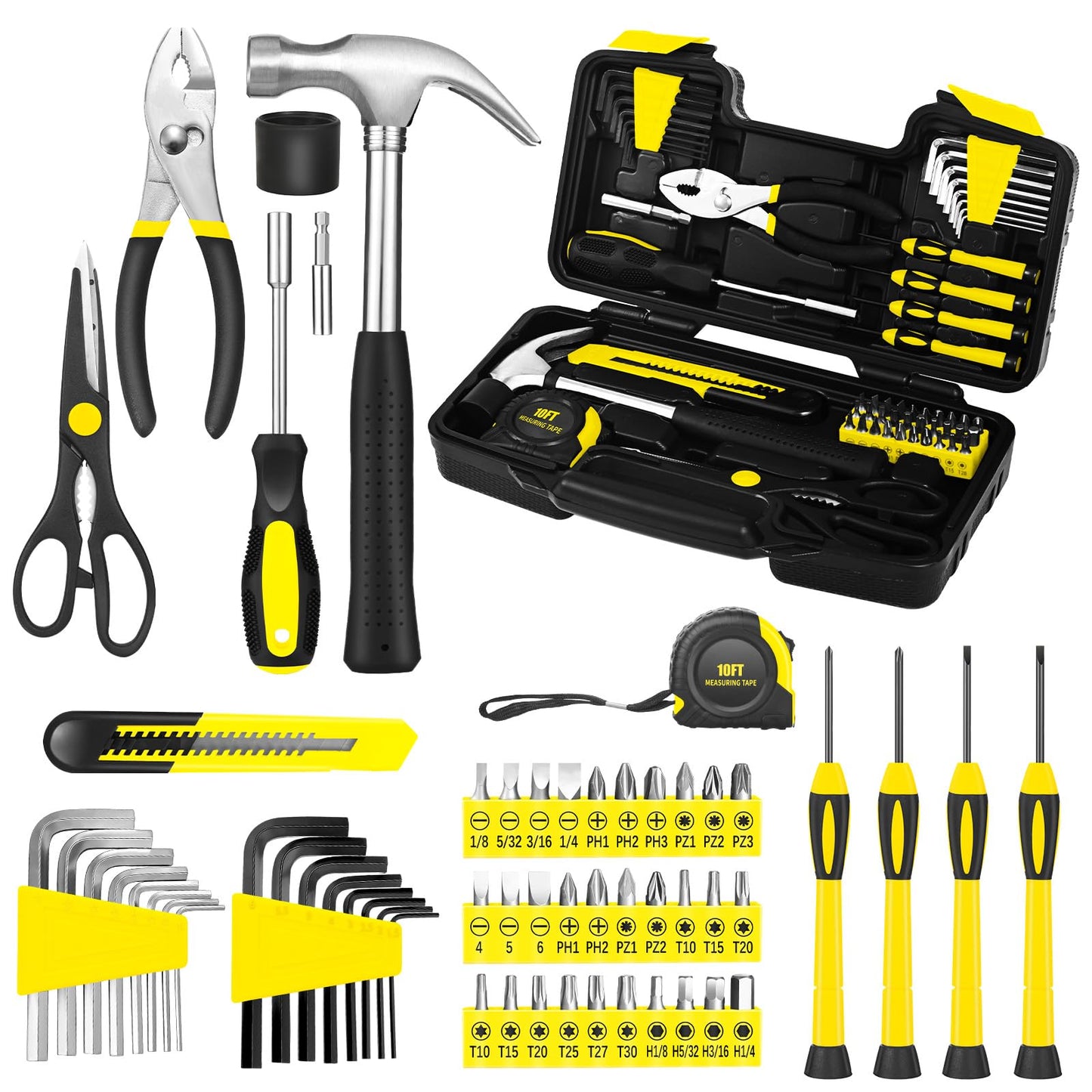 Household Tool Set General Repair Small Hand Tool Kit Storage Case for Home Garage Office College Dormitory Use