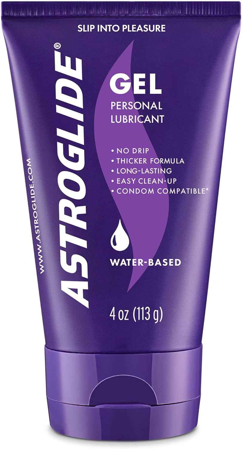 Astroglide Water Based Lube (4oz), Ultra Gentle Gel Personal Lubricant, Stays Put with No Drip for Men, Women and Couples
