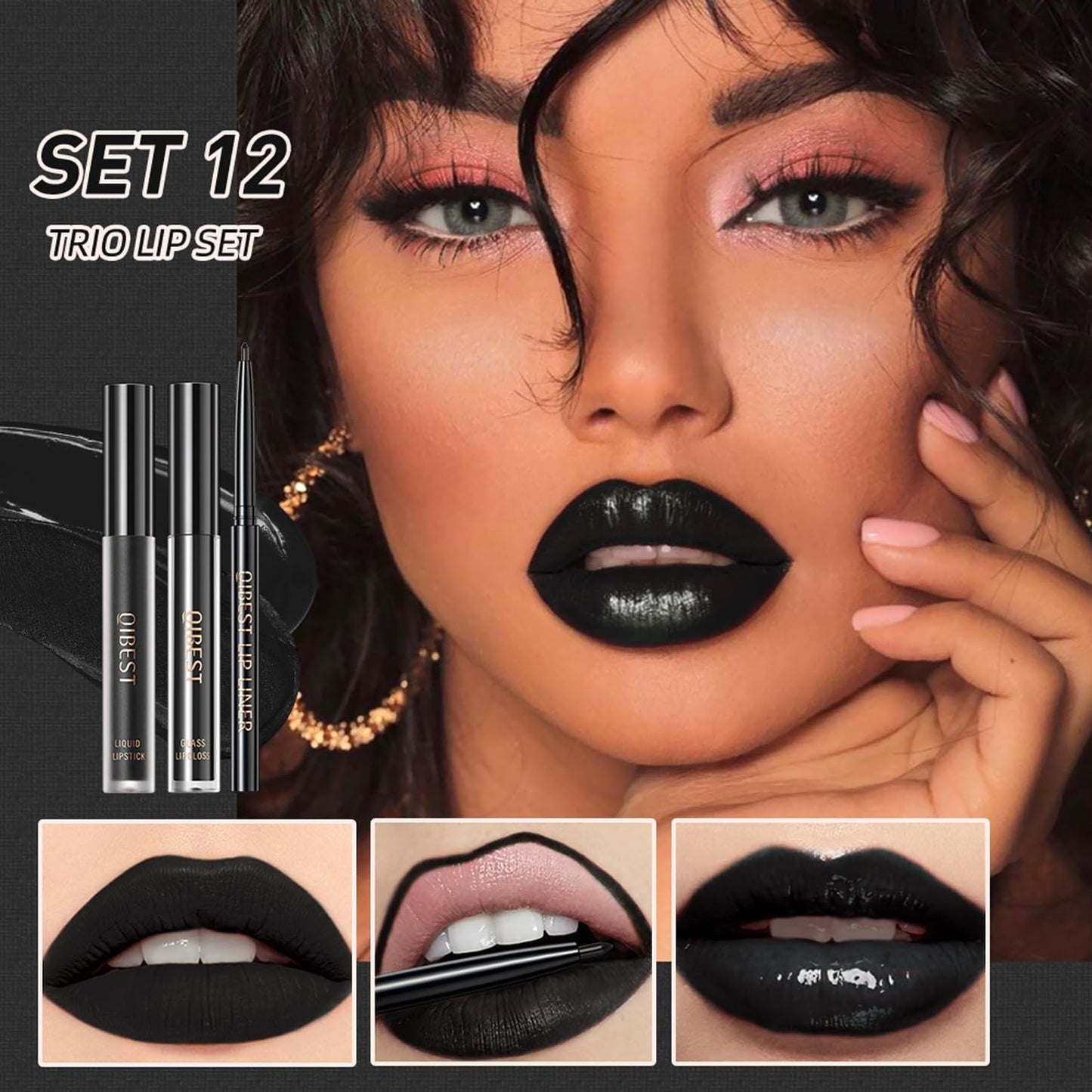 QiBest Matte Liquid Lipstick Makeup Set Kit, Long Lasting Waterproof Mate Lip Gloss Set Lip Colors Makeup Kit for Women & Teen Girls