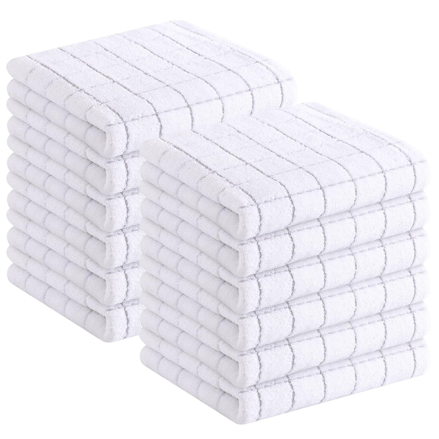Homaxy 100% Cotton Terrycloth Check Design Dish Cloths & Dish Towels, Soft and Absorbent, Perfect for Kitchen Drying and Washing