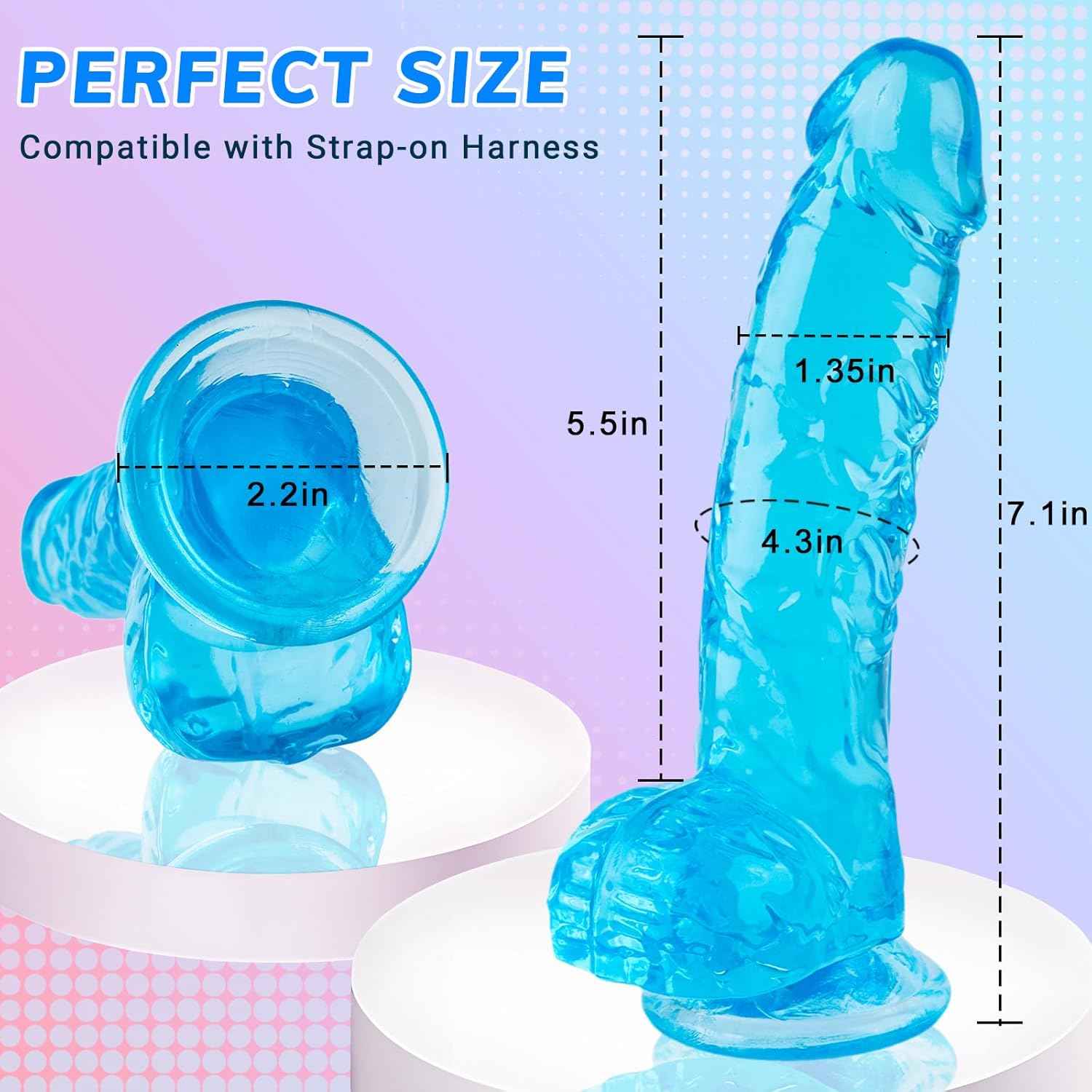PlikBlik Realistic Dildo Suction Cup 7 Inch Blue
