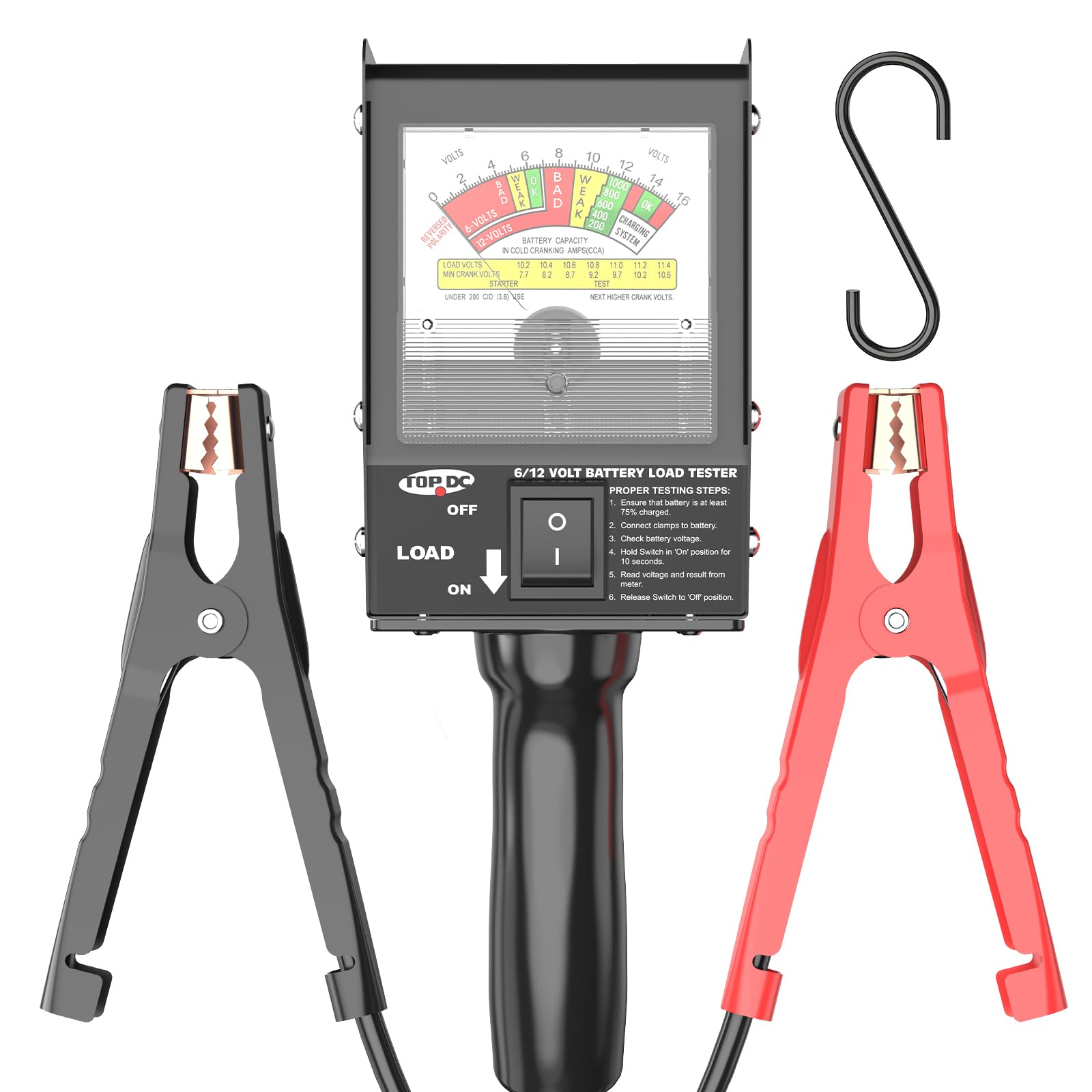 TOPDC 6V/12V Automotive Battery Load Tester 130 Amp 100-1000 CCA Car Battery Tester Alternator Tester for Car Truck RV Motorcycle Boat ATV