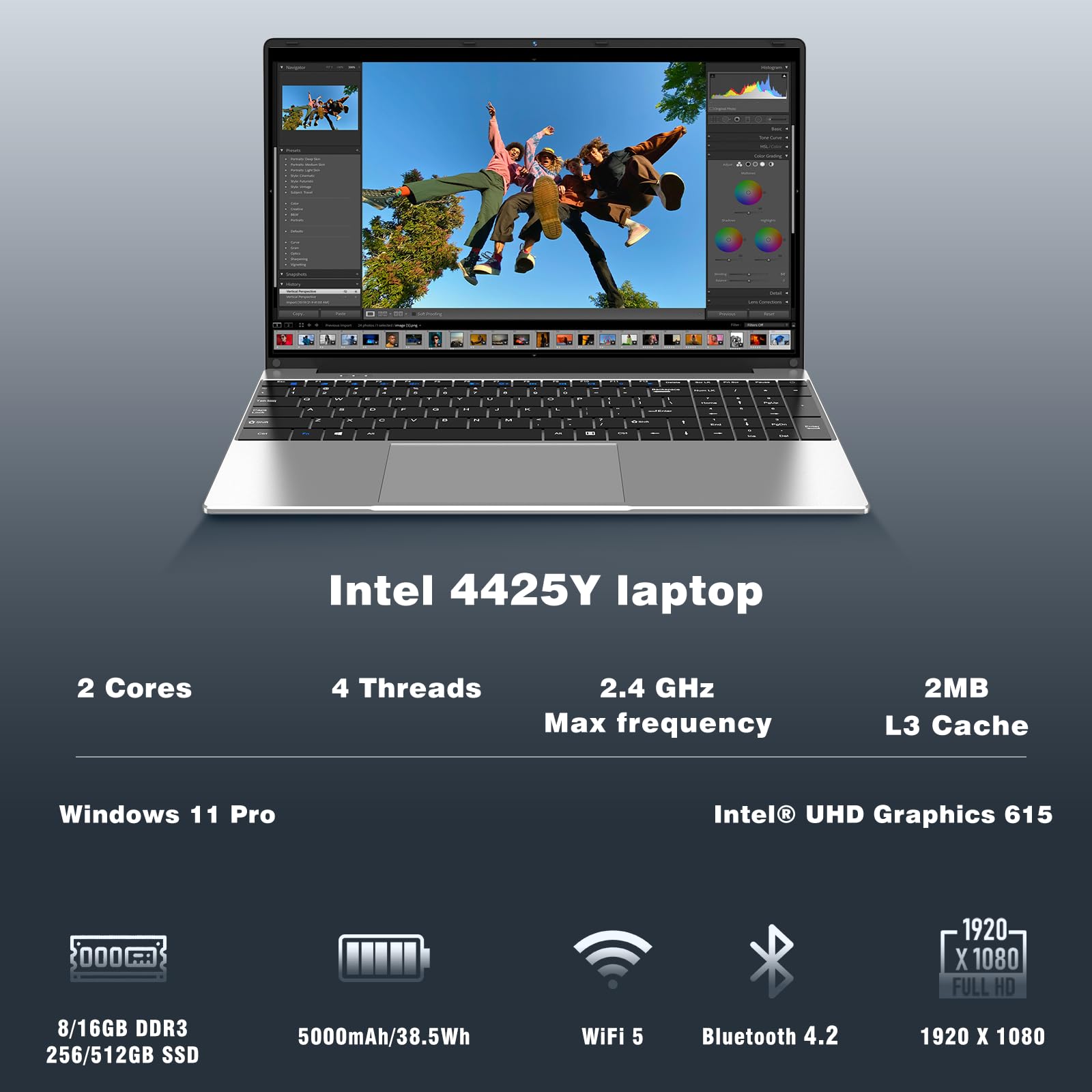 NAIKLULU Laptop Computer, Win 11 Pro Lap Top 2026 New, 15.6 Inch Laptop PC, 4425Y Processor