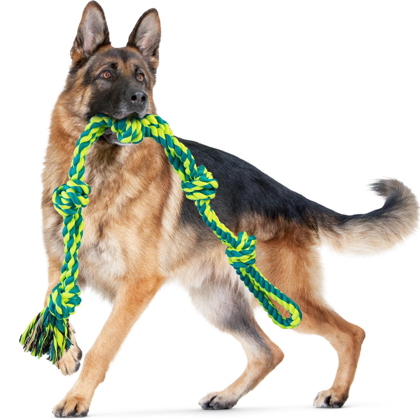 SHARLOVY Large Dog Chew Toys, Tough Dog Toys for Aggressive Chewers Large Breed,Heavy Duty Dental Dog Rope Toys Kit for Medium Dogs,5 Knots Indestructible Dog Toys