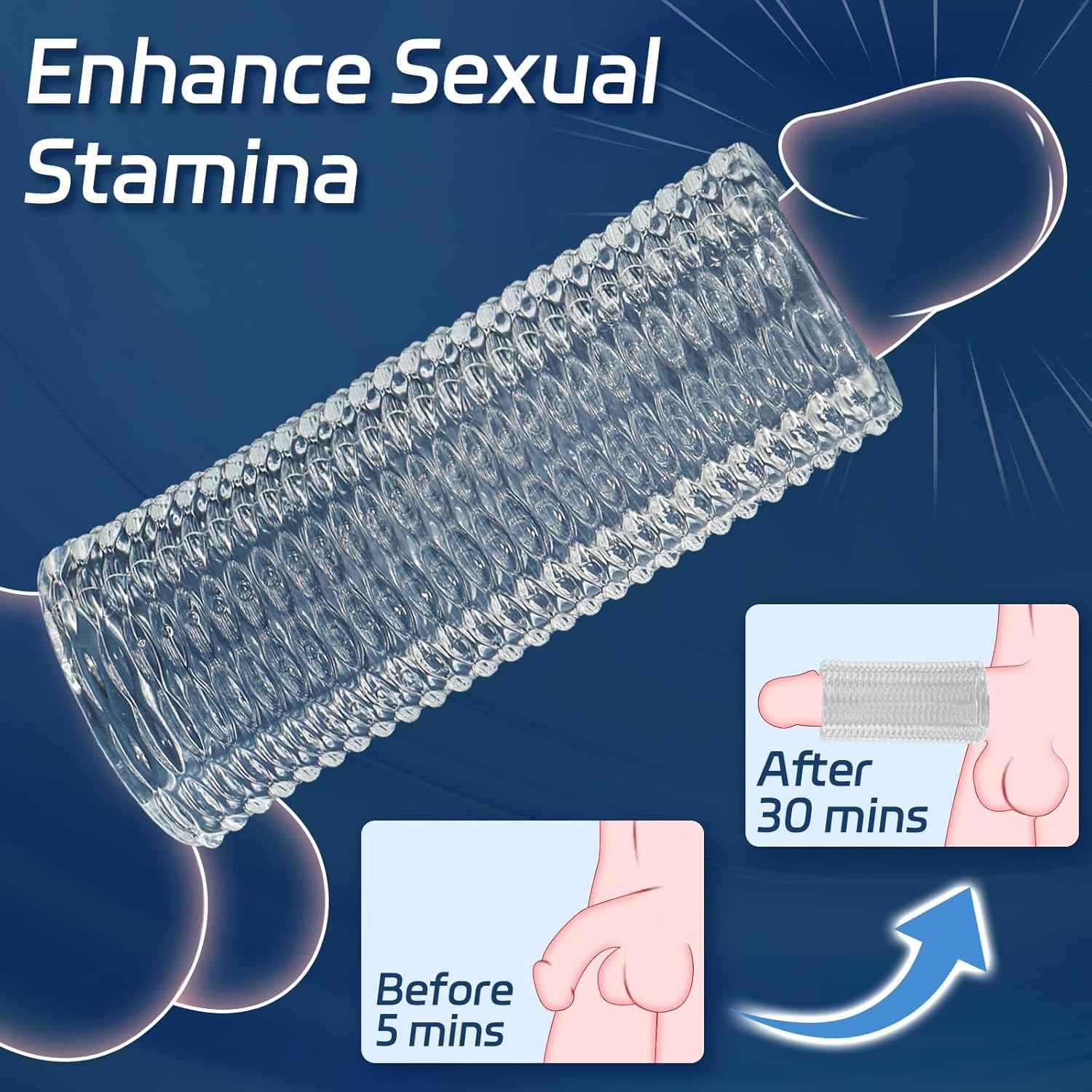 Penis Sleeve Male Sex Toy, X-pidany Trim-to-fit Girth Enhancer Cock Sleeve, Reusable & Elastic Texture Penis Extender Penis Pump, Delay Ejaculation Enhance Erection, Adult Sex Toys & Games for Couples