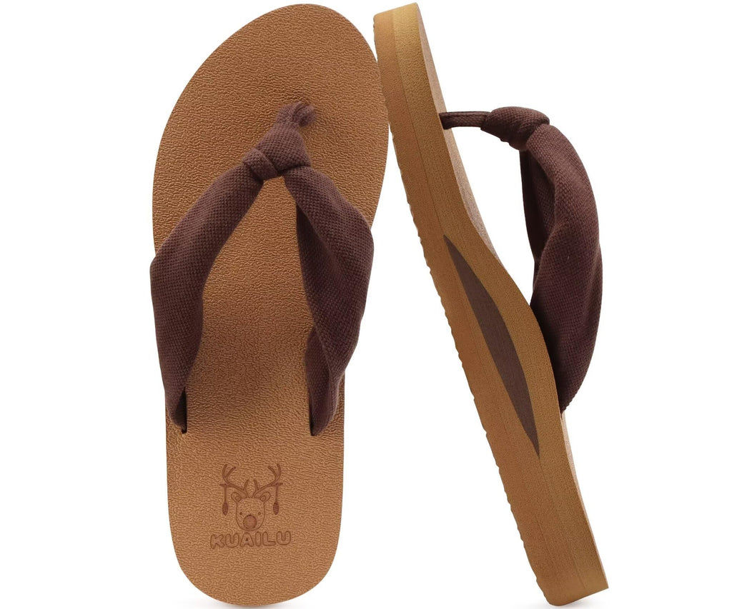 KuaiLu Flip Flops for Women with Arch Support Yoga Mat Comfortable Summer Beach Walking Thong Cushion Sandals Slip On Indoor Outdoor