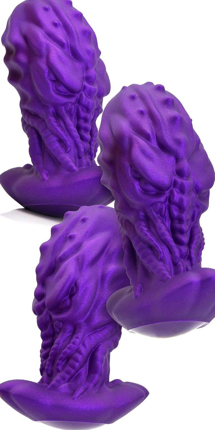 Anal Plug Monster Dildo with Safe Curved Base - Purple Silicone Octopus Butt Plug - 3.93 x 1.85 inch Fantasy Prostate Sex Toy for Women Men Masturbation