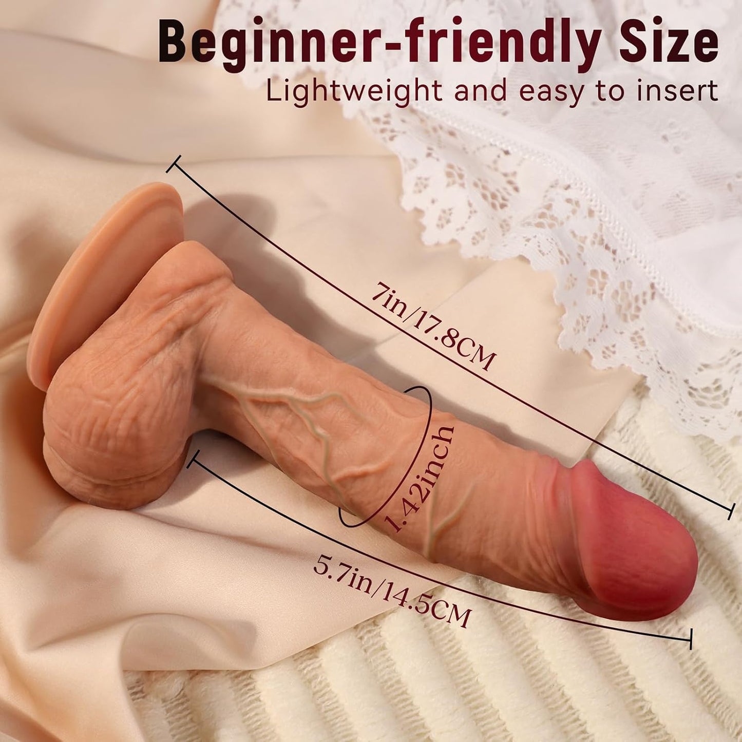 Coocfan Realistic Silicone Dildo with Suction Cup Base