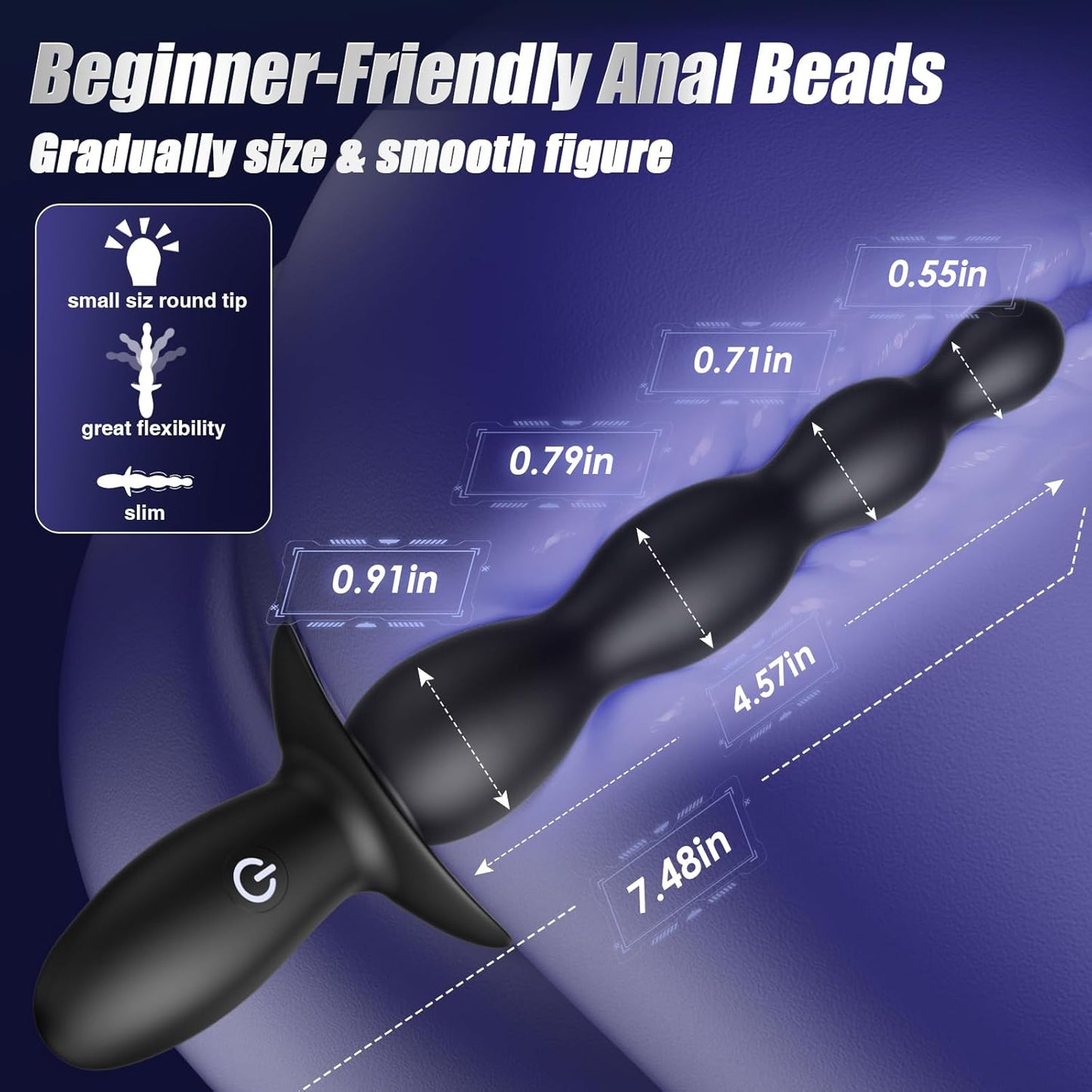Anal Beads Prostate Massager - BEISAR Anal Vibrator Beginner-Friendly 10 Vibrating Butt Plug with APP Control, Flexible Soft Silicone Anal Toys Male Sex Toys for Men Women Couples Waterproof