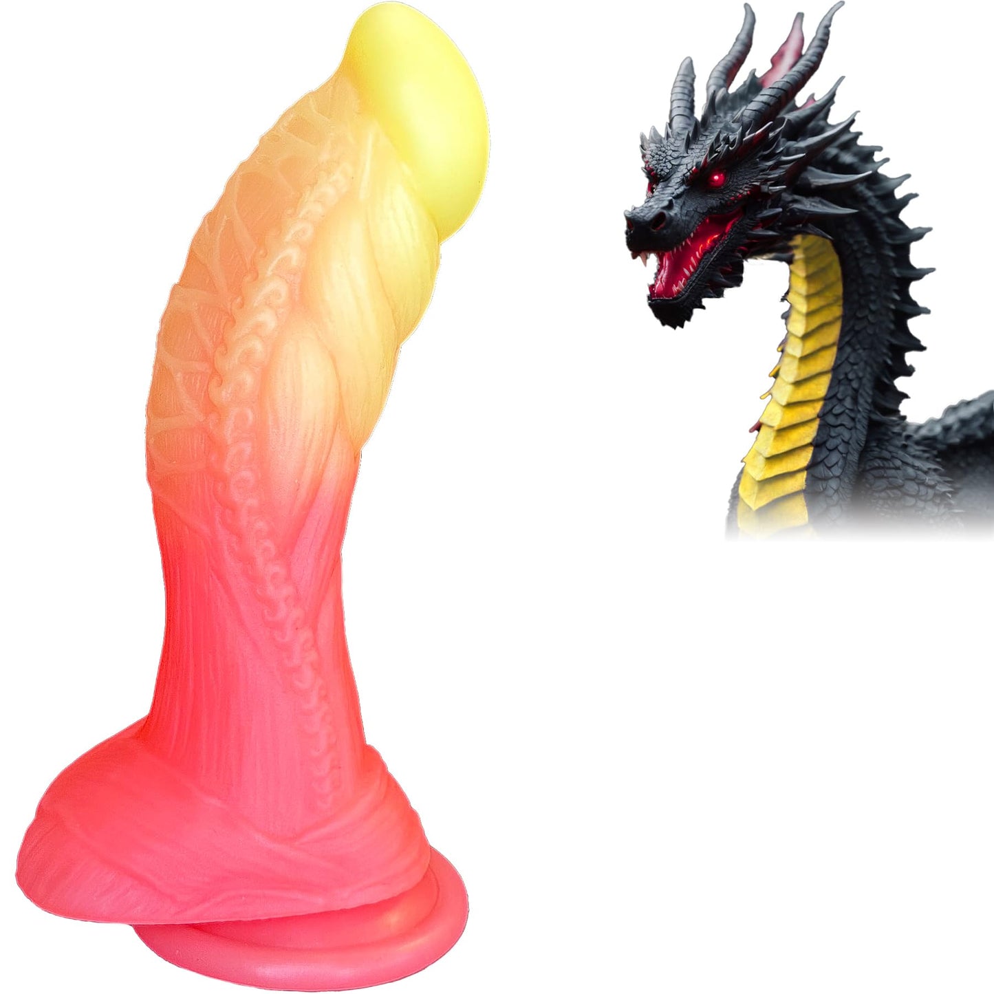 Fantasy Monster Dildo with Balls U & G-spot Dragon Dildo with Suction Cup, Long Anal Plug Adult Sex Toys & Games for Women Men Couples