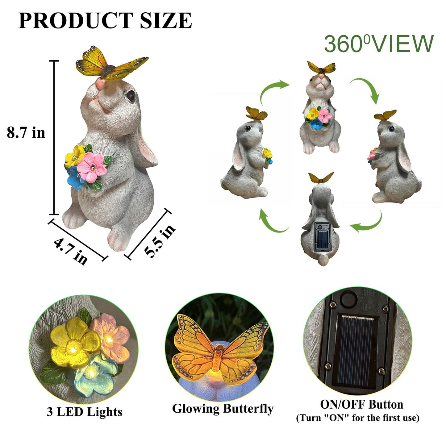 YODY Solar Garden Statues Light Outdoor Decor- Yard Decorations for Outside Clearance, Lawn Ornaments