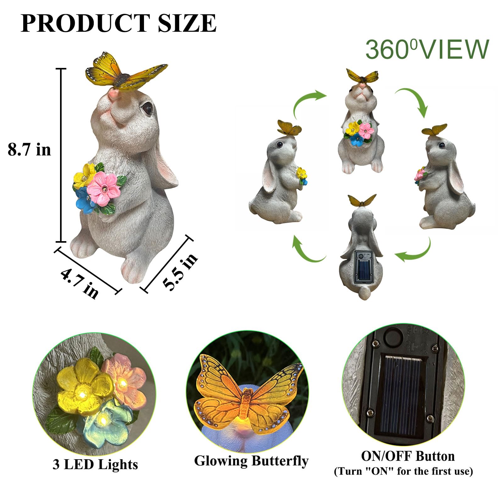 YODY Solar Garden Statues Light Outdoor Decor- Yard Decorations for Outside Clearance, Lawn Ornaments