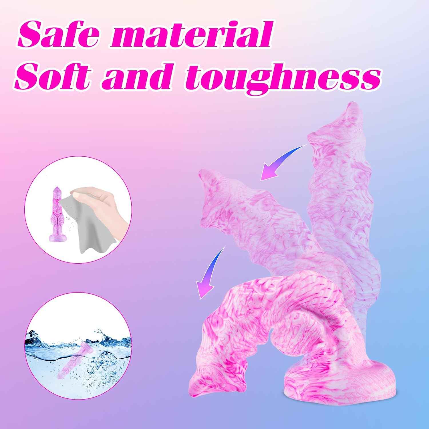 6 Inch Silicone Small Wolf Dog Knot Dildo Alien for Beginner, 5 Inch Animal Furry Canine Anal Dildo With Suction Cup, Realistic Monster Fantasy Dildos Anal Plug for Strap on Sex Toy for Women Men Pink