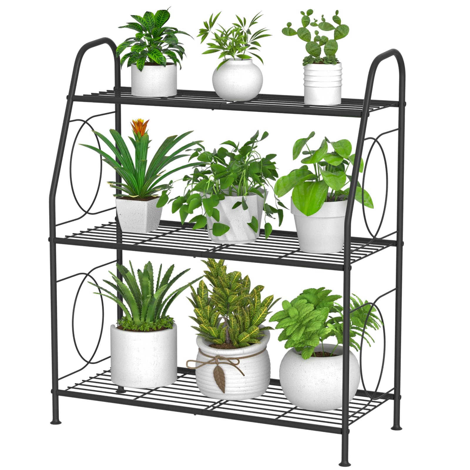 VyGrow Plant Stand, Plant Shelf for Indoor Outdoor, Heavy Duty Metal Outdoor Plant Stand Holder Rack for Living Room Balcony and Garden