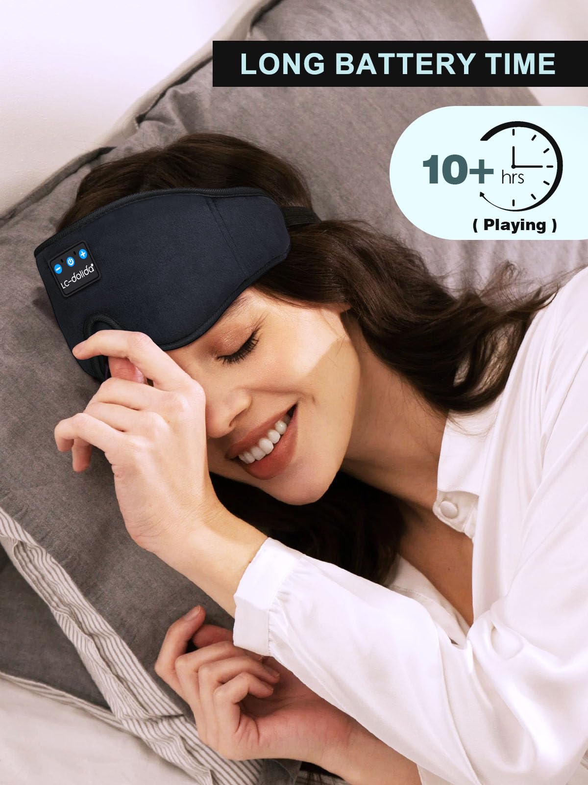 LC-dolida Sleep Headphones, 3D Sleep Mask Bluetooth Wireless Music Eye Mask, Sleeping Headphones for Side Sleepers