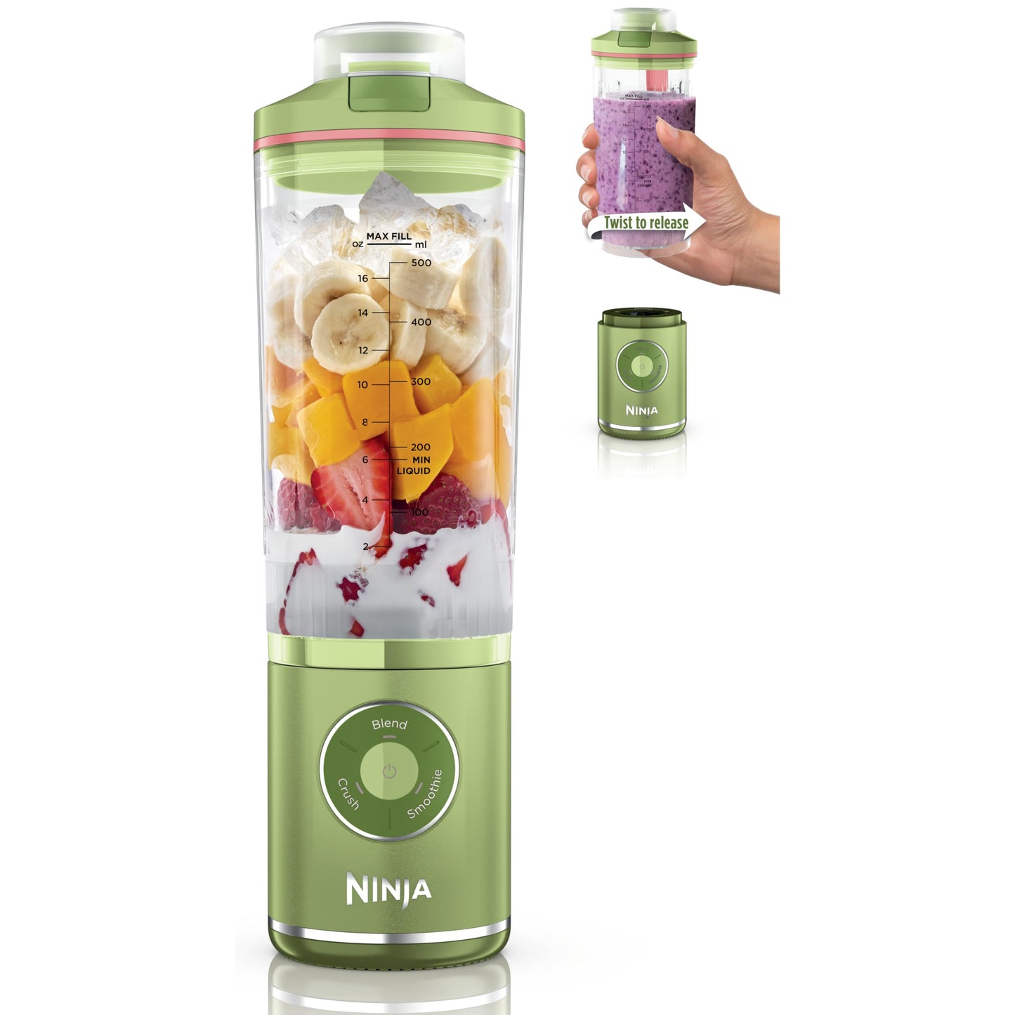 Ninja Blender, Blast Max, Cordless, Personal Blender for-Smoothies, Frozen Drinks, Ice Crush, 22 oz. Removable Vessel, Leakproof-Lid, BPA-Free, Dishwasher Safe, Auto-iQ Technology