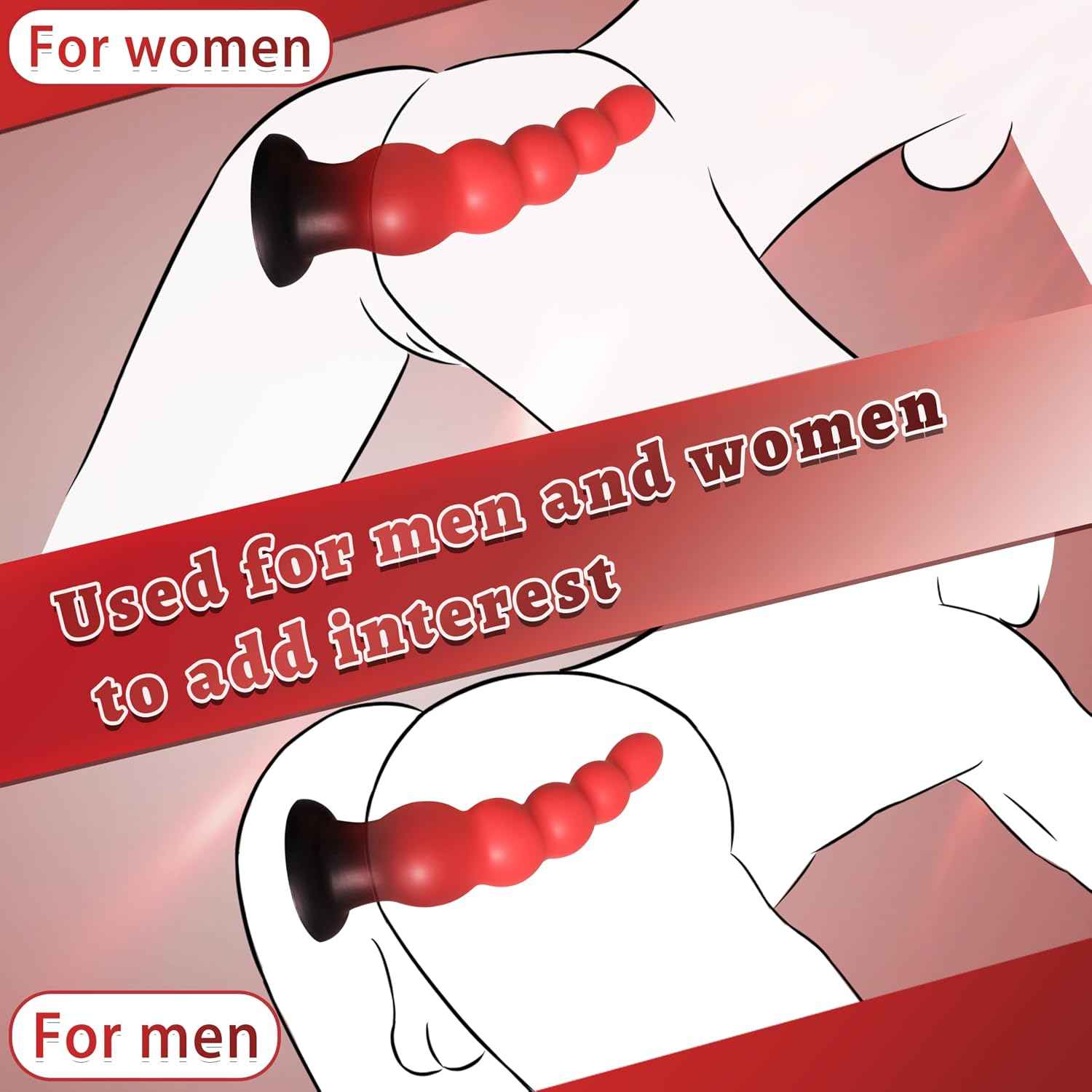 7'' Silicone Anal Butt Plug, Soft Anal Beads Five-Bead Progressive Anal Trainer, Anus Dilator Masturbator Adult Sex Toys with Strong Suction Cup for Hands-Free Play, Anal Toy for Men Women Couple