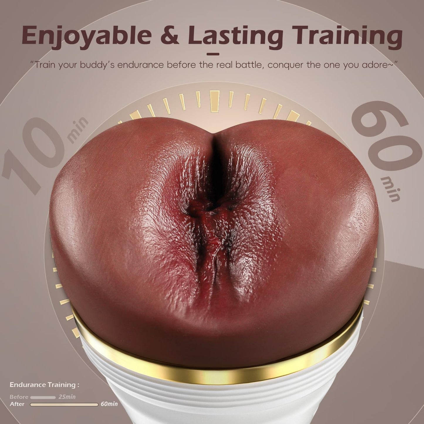 Anal Male Masturbator Realistic Pocket Pussy Vagina Butt Textured with 7.5in Depth Soft and Tighten Anus Fleshy Texture, Penis Training Masturbators Sex Machine Ass Toy for Men (Brown)