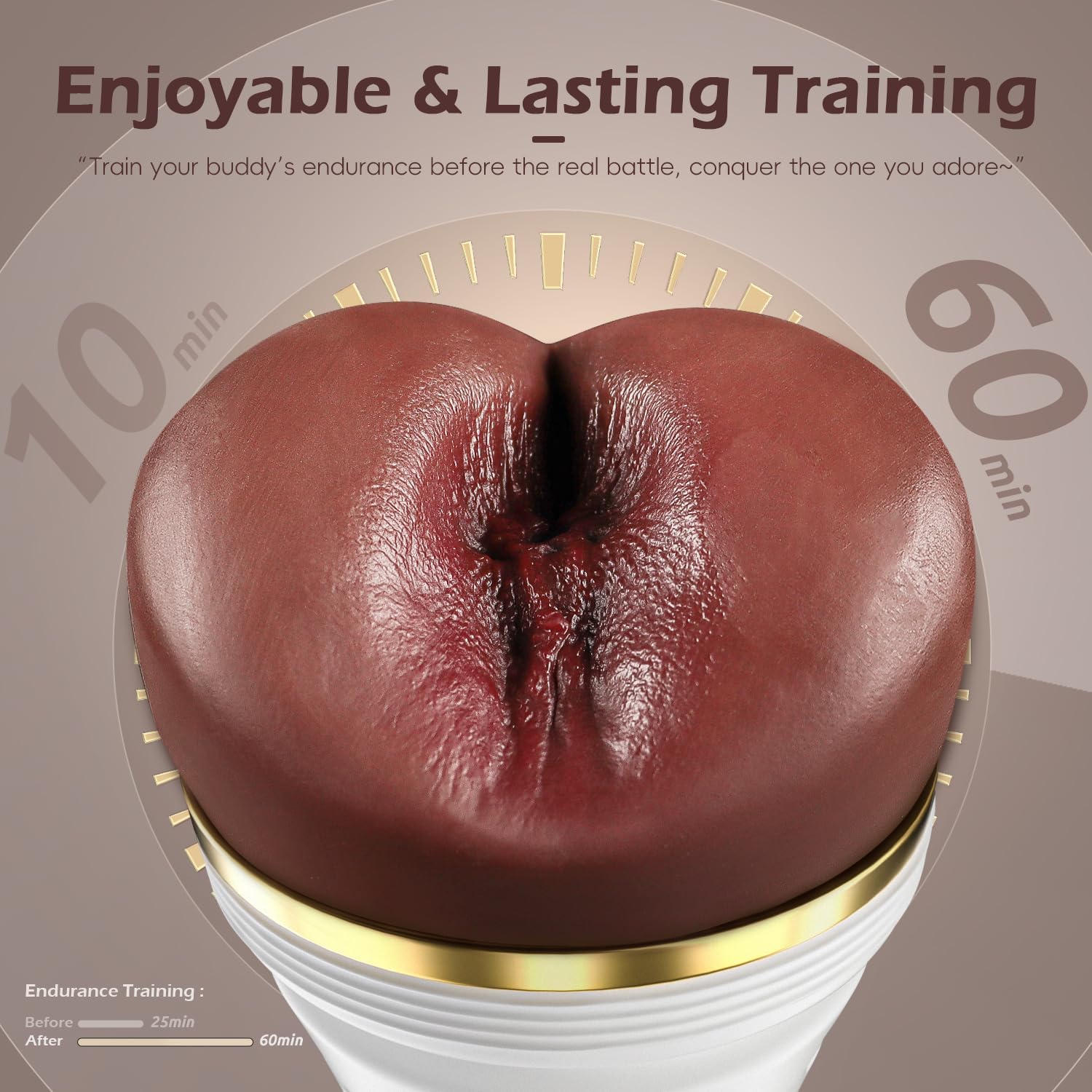 Anal Male Masturbator Realistic Pocket Pussy Vagina Butt Textured with 7.5in Depth Soft and Tighten Anus Fleshy Texture, Penis Training Masturbators Sex Machine Ass Toy for Men (Brown)