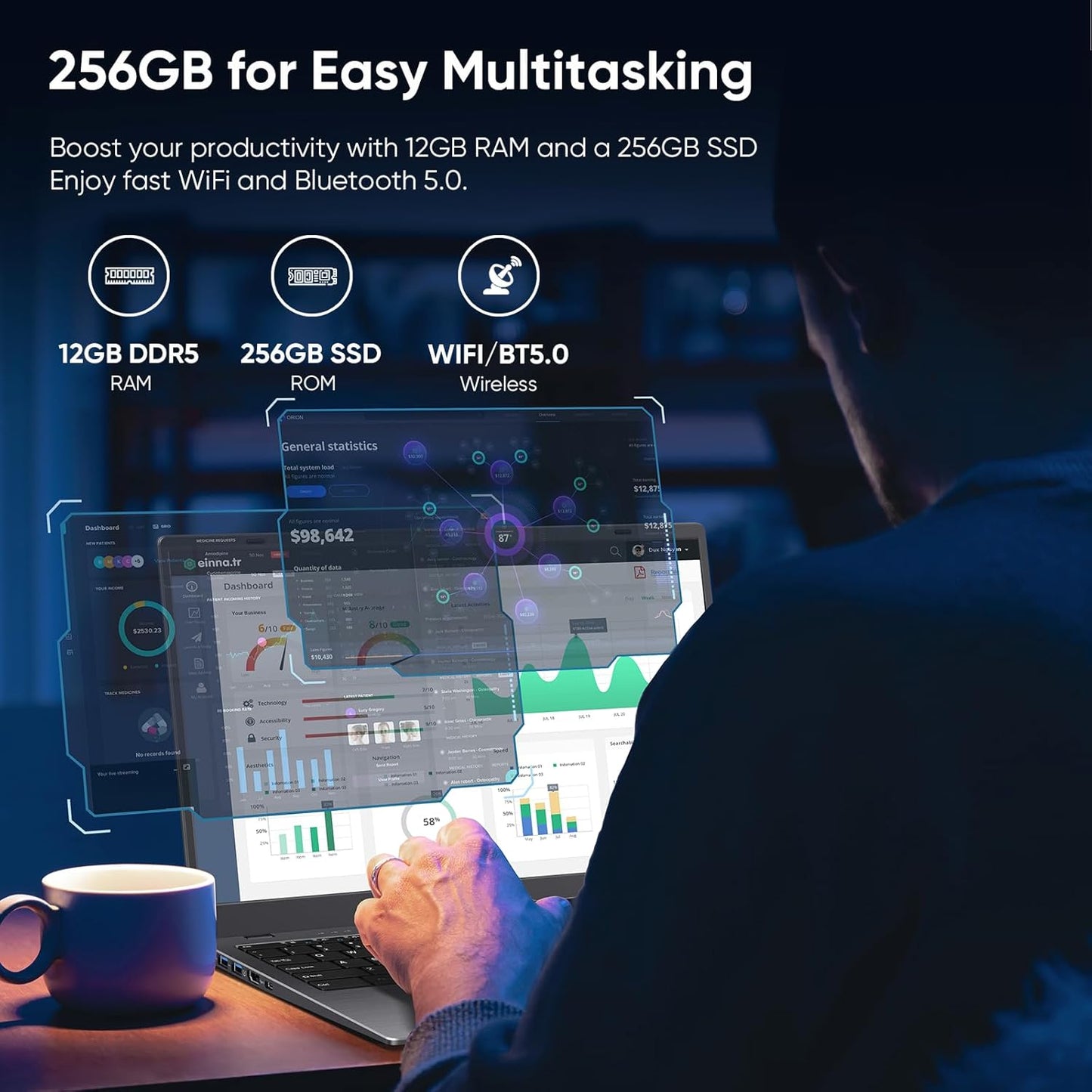 Coolby RiaBook 15.6in FHD IPS Laptop 12GB RAM 256GB SSD