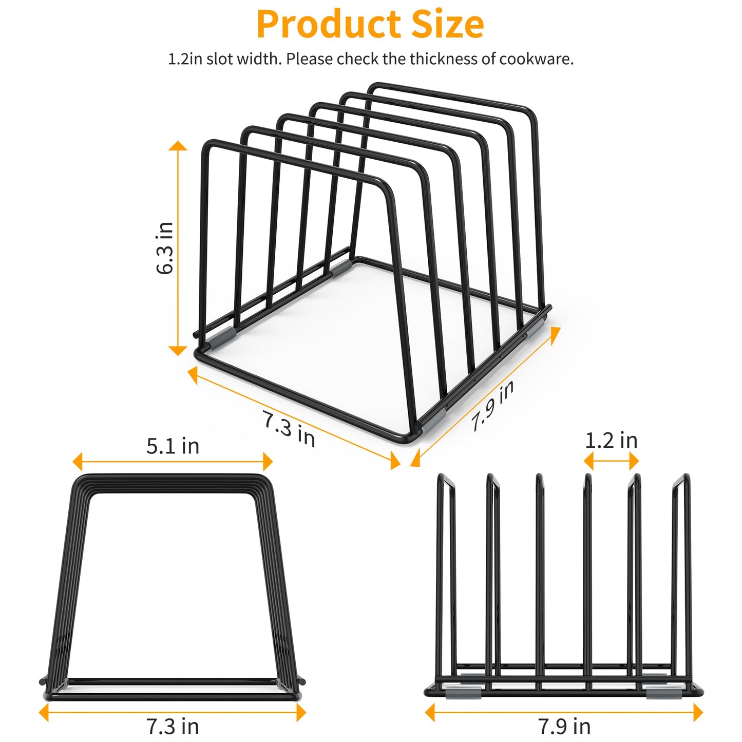 LAEMYFYRE Cutting Board Organizer Kitchen Organizer Rack for Cutting Board, Bakeware, and Cookie Sheet, 5-Slot Heavy-Duty Steel Cookware Holder,Rust-Resistant with Anti-Slip Feet