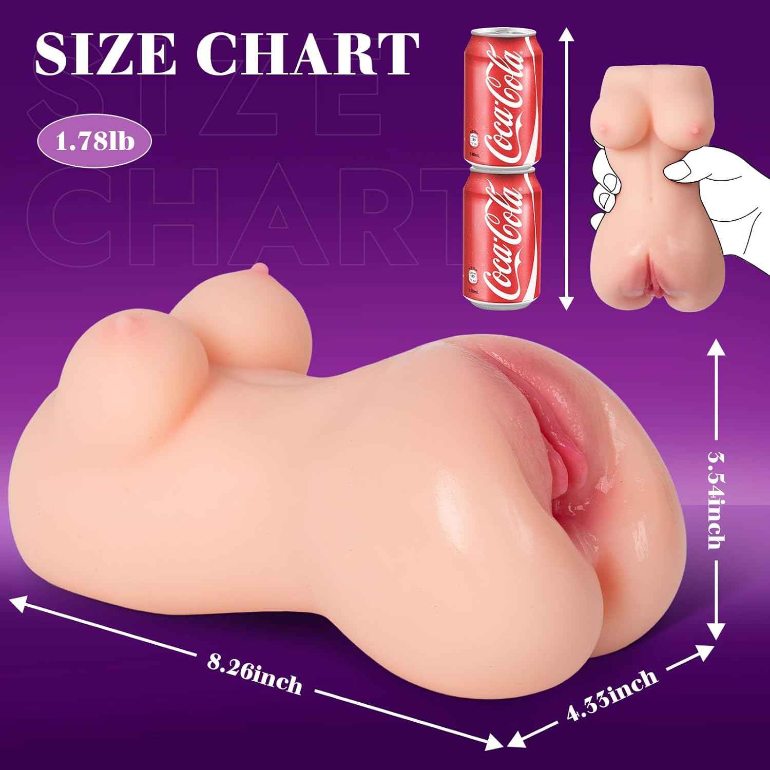 Portable Realistic Pocket Pussy, Mini Sex Doll Sex Toys for Men Male Masturbator TPE Female Torso with Boobs Vagina Textured Tight Anus Male Stroker for Adult (White) (White)