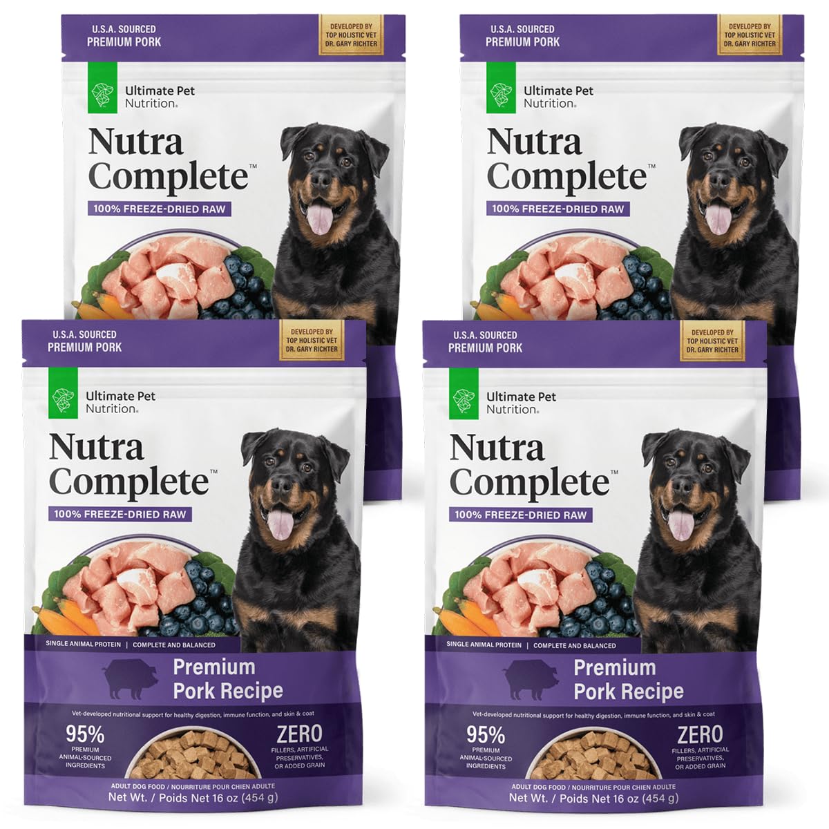 ULTIMATE PET NUTRITION Nutra Complete, 100% Freeze Dried Veterinarian Formulated Raw Dog Food with Antioxidants Prebiotics and Amino Acids,