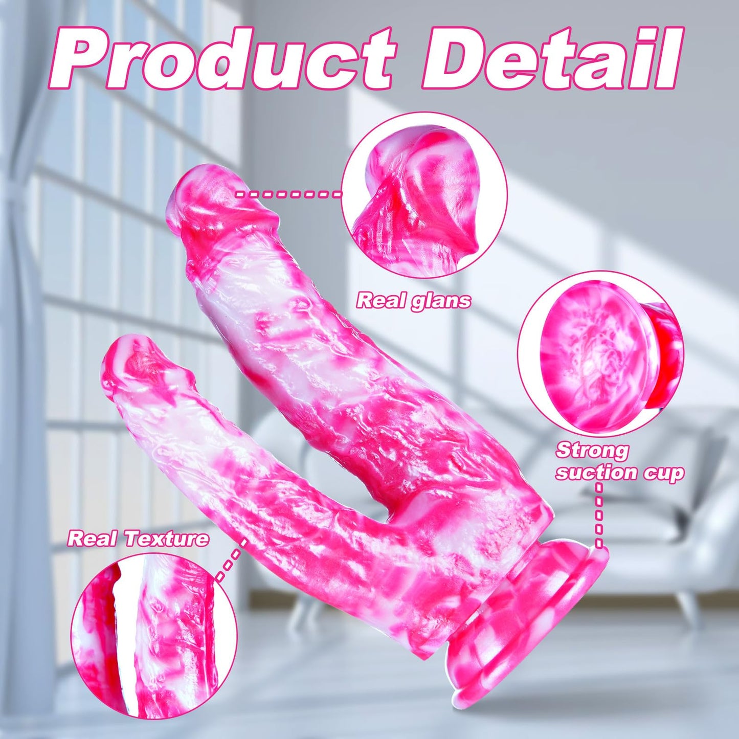 8 Inch Double Headed G-Spot Anal Dildo for Beginner, 7" Soft Silicone Realistic Shower Double Ended Sided Dildo