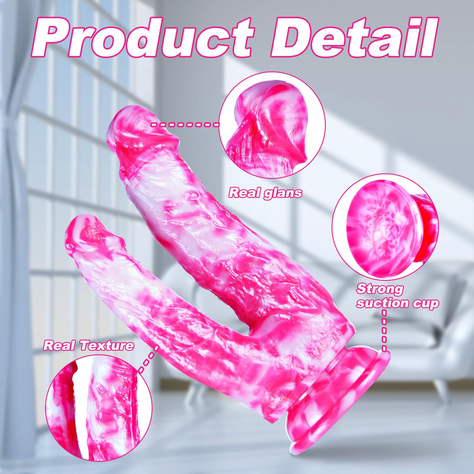 8 Inch Double Headed G-Spot Anal Dildo for Beginner, 7" Soft Silicone Realistic Shower Double Ended Sided Dildo