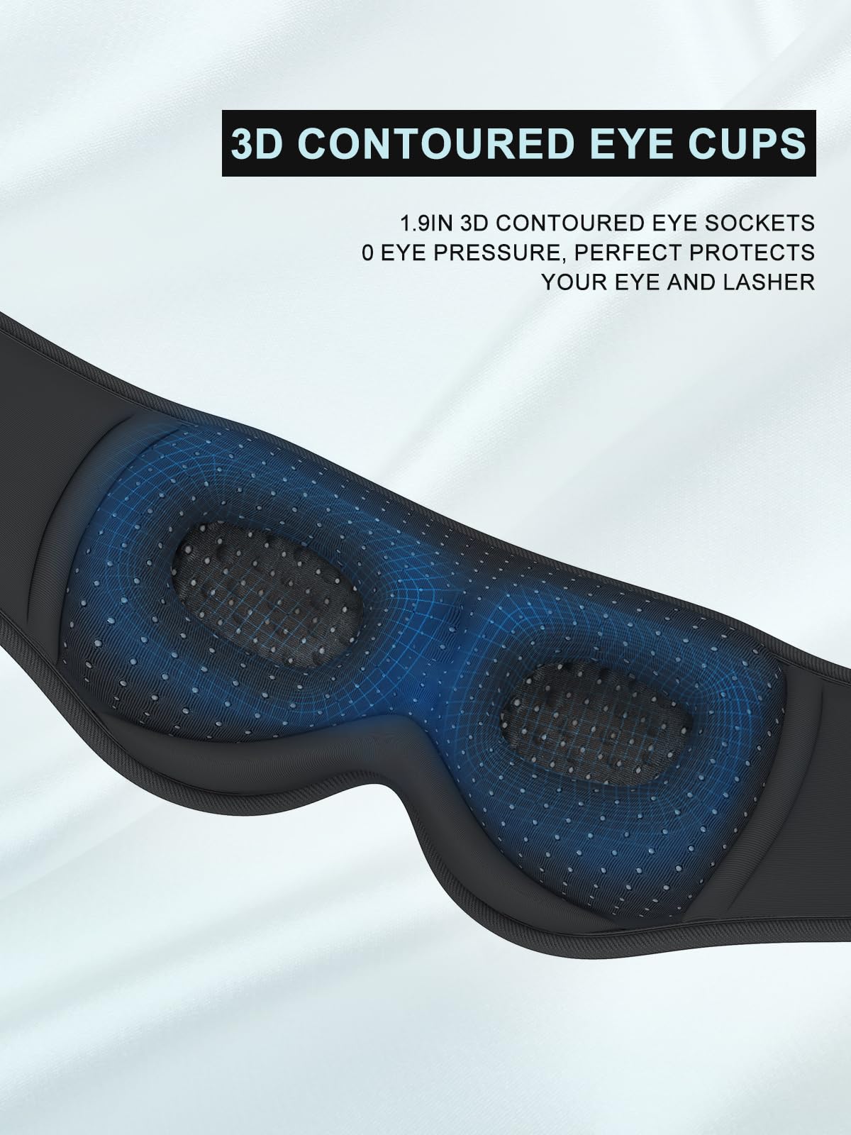 LC-dolida Sleep Headphones, 3D Sleep Mask Bluetooth Wireless Music Eye Mask, Sleeping Headphones for Side Sleepers