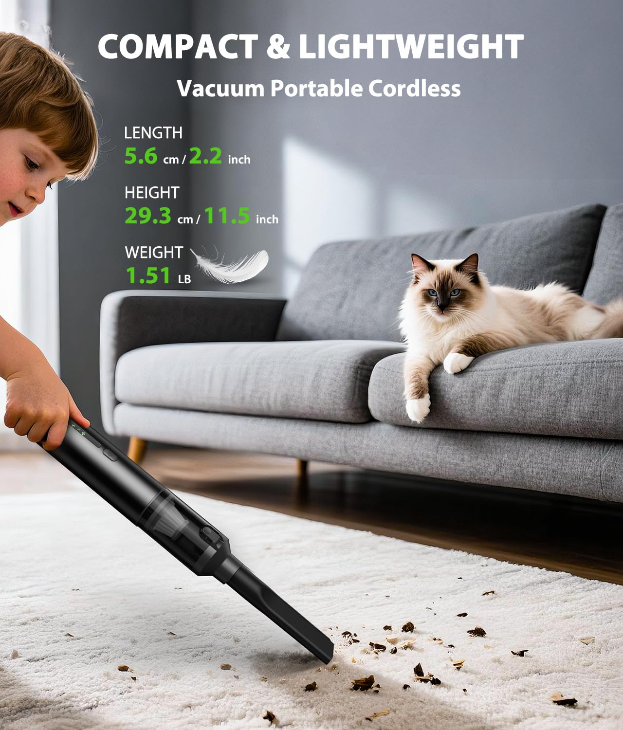 Voice-tank Car Vacuum Portable Cordless Handheld Vacuum Cleaner 4-in-1 Mini Cordless Vacuum