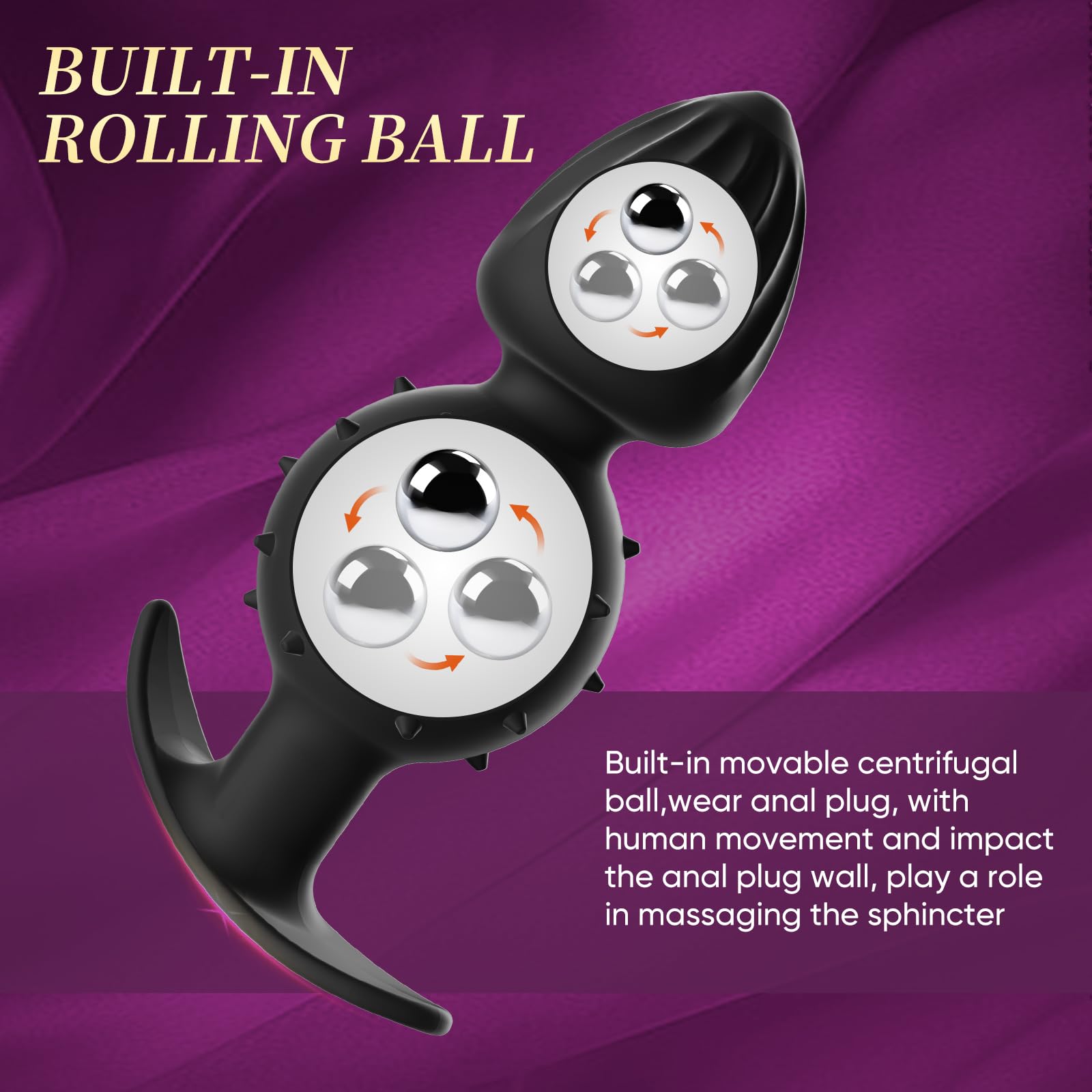 Sex Toys Dual-Ball Butt Plug Anal Plug with Internal Rolling Beads，Enhanced Sensory Stimulation Through Vibrations on Impact，Wearable Anal Dildo, Comfort-Fit for Anal Sex Toys for Advanced Women Men