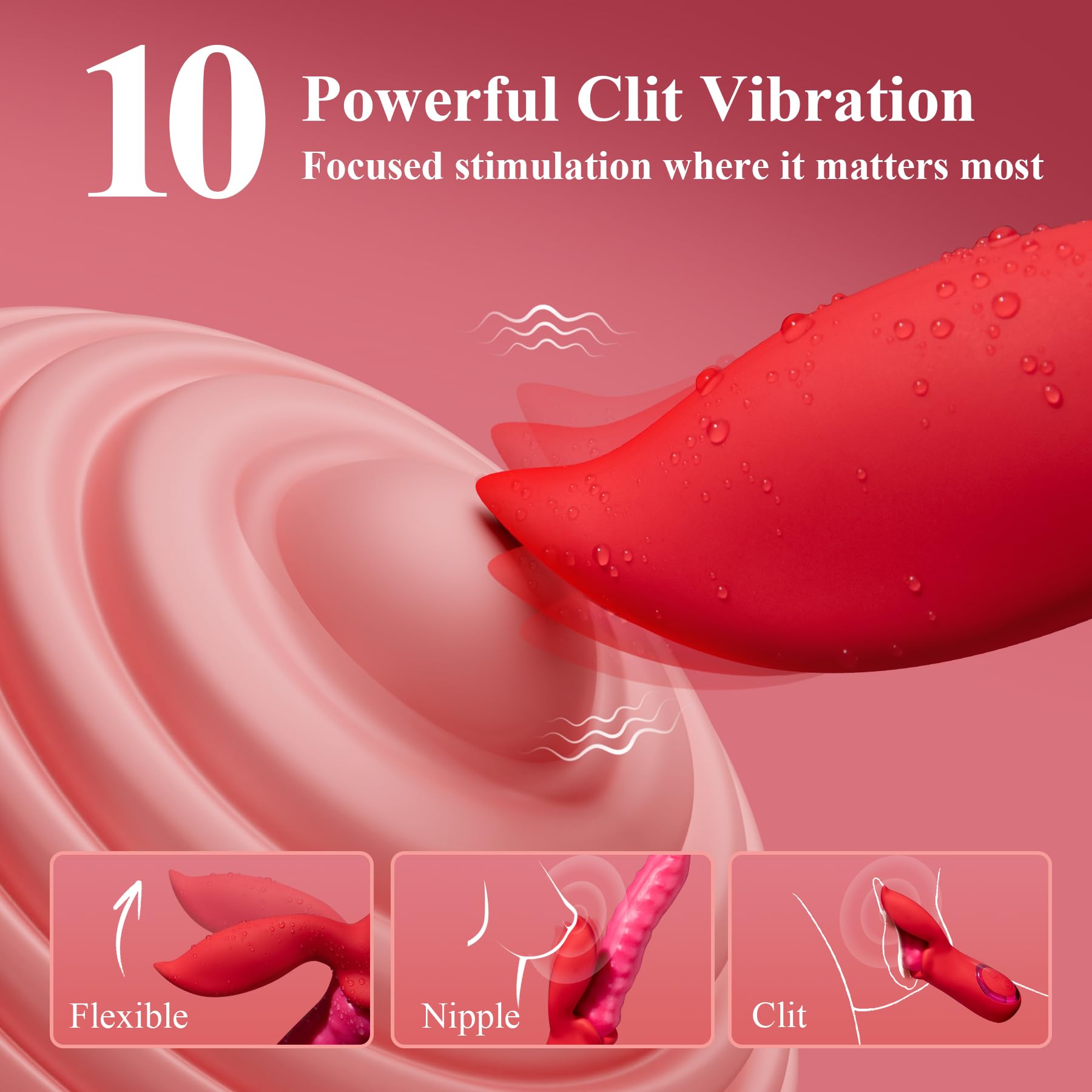 Vibrator Adult Sex Toys Dildo - Deep Wriggle Prolonged Pleasure Tongue Licking Vibrators with 10 Undulating & 10 Clit Vibration, Female G spot Nipple Toy Teasing Stimulator for Women Couple Games