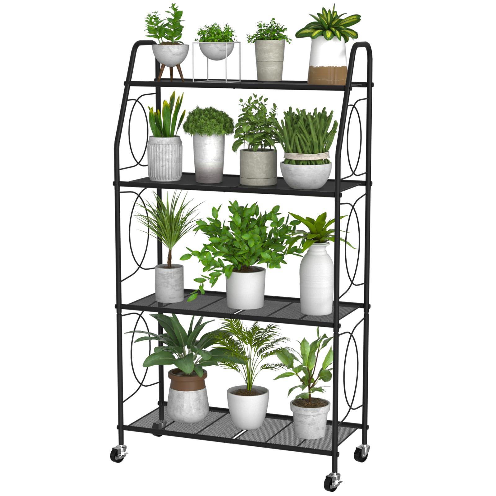 VyGrow Plant Stand, Plant Shelf for Indoor Outdoor, Heavy Duty Metal Outdoor Plant Stand Holder Rack for Living Room Balcony and Garden