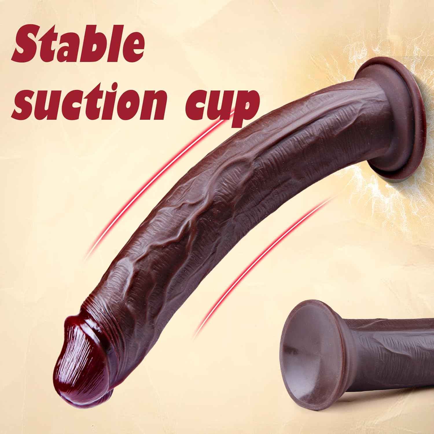 Hainuo Realistic Silicone Dildo with Suction Cup Black