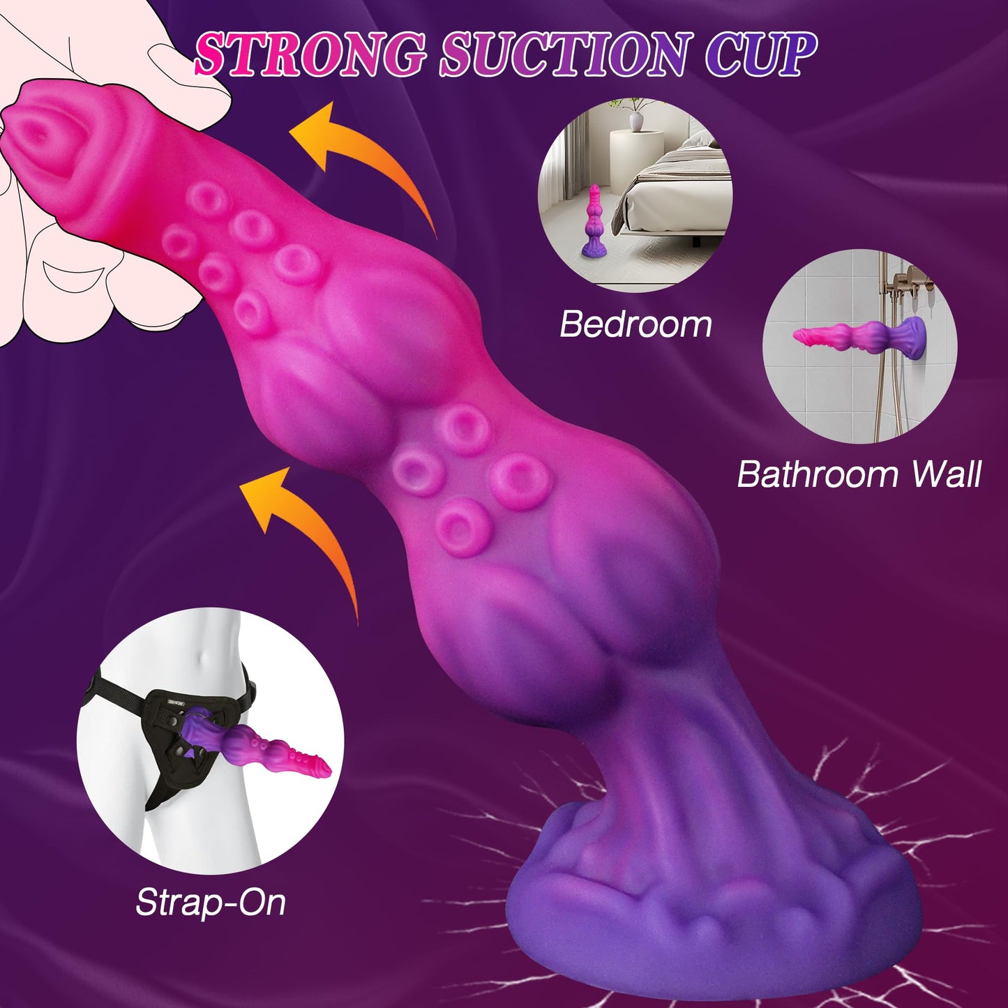 7.8" Fantasy Tentacle Knot Dildo, Soft Liquid Silicone Anal Dildos for Beginners, Monster Dragon Dildo with Strong Suction Cup, Animal Knotted Toy for G-spot Prostate, Pink Toys for Women Men Couples