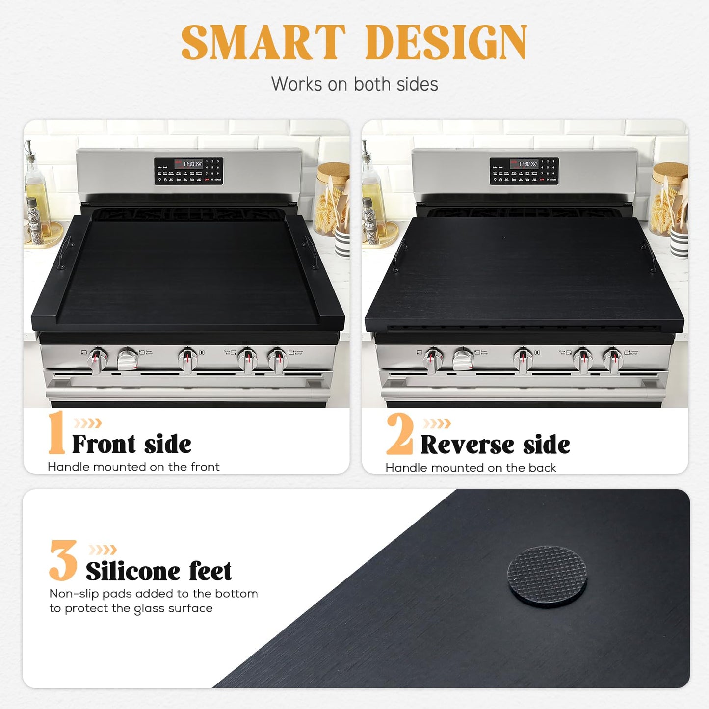 GASHELL Noodle Board Stove Cover with Handles, Multiple Stove Top Cover Board for Electric/Gas Stove Top(Forest Green)