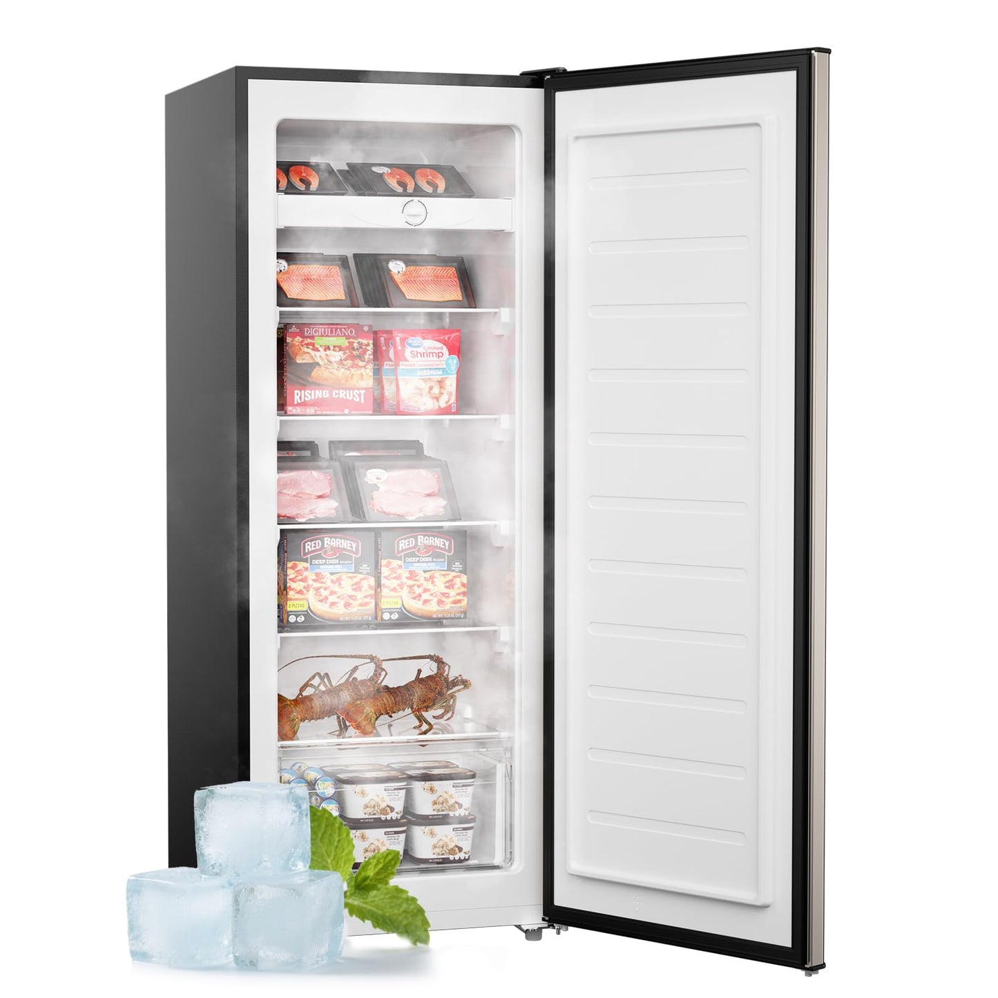 Upstreman 7.0 Cu.Ft Upright Freezer, Large Capacity Stand Up Garage Ready Freezer with 5 Adjustable Shelves, Convertible Refrigerator/Freezer, Reversible Door for Home, Basement, Apartment