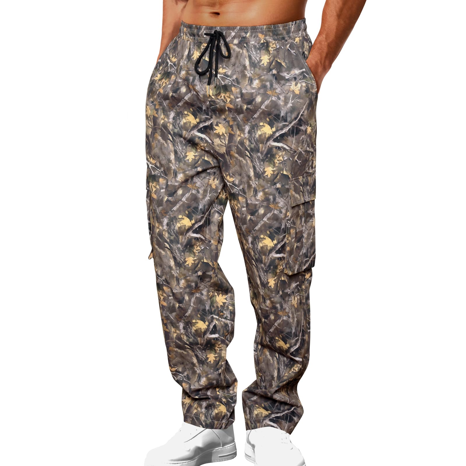 Mancozy Men's Casual Cargo Sweatpants Waist Drawstring Joggers Tactical Loose Fit Pants for Men with Multi Pockets
