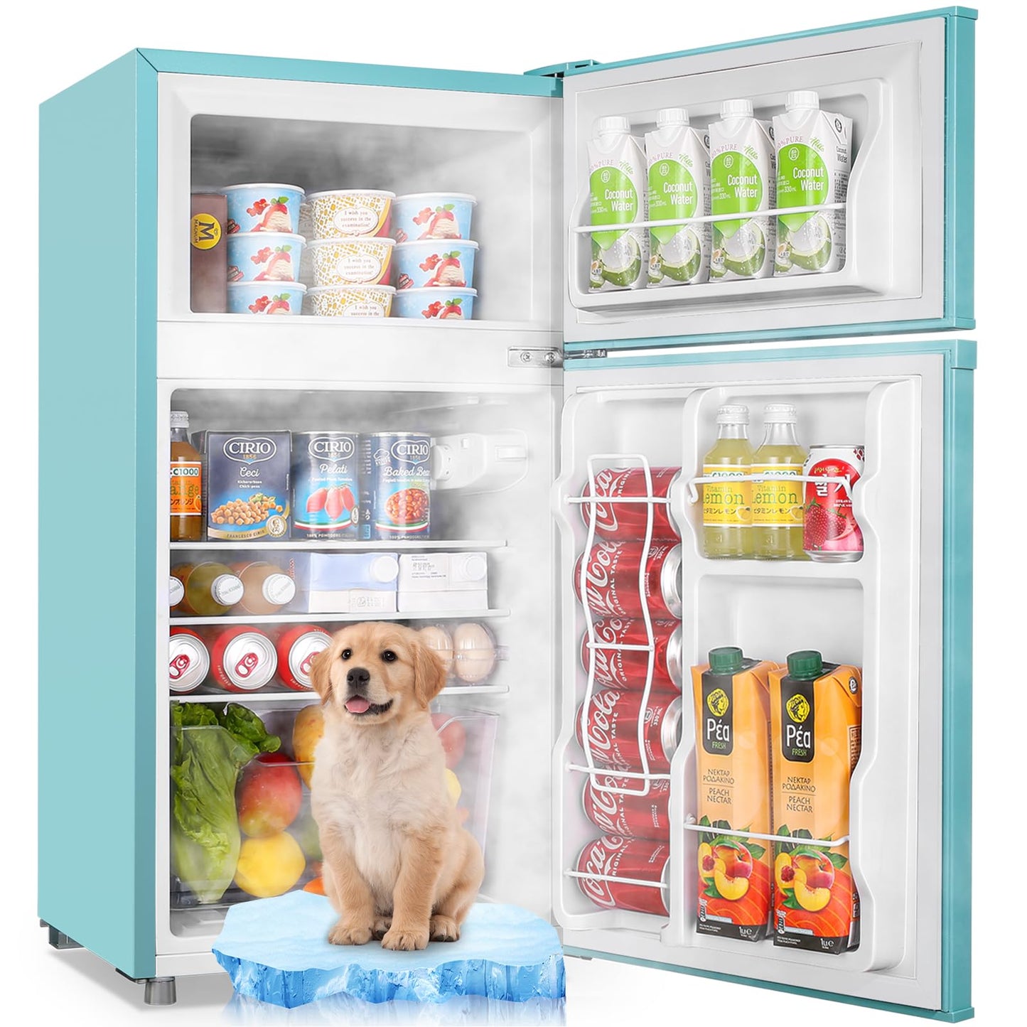 WANAI 3.5 Cu.Ft Mini Fridge With Freezer Compact Refrigerator with Freezer,7 Level Adjustable Thermostat Removable Shelves Small Refrigerator for Office Dorm Apartment