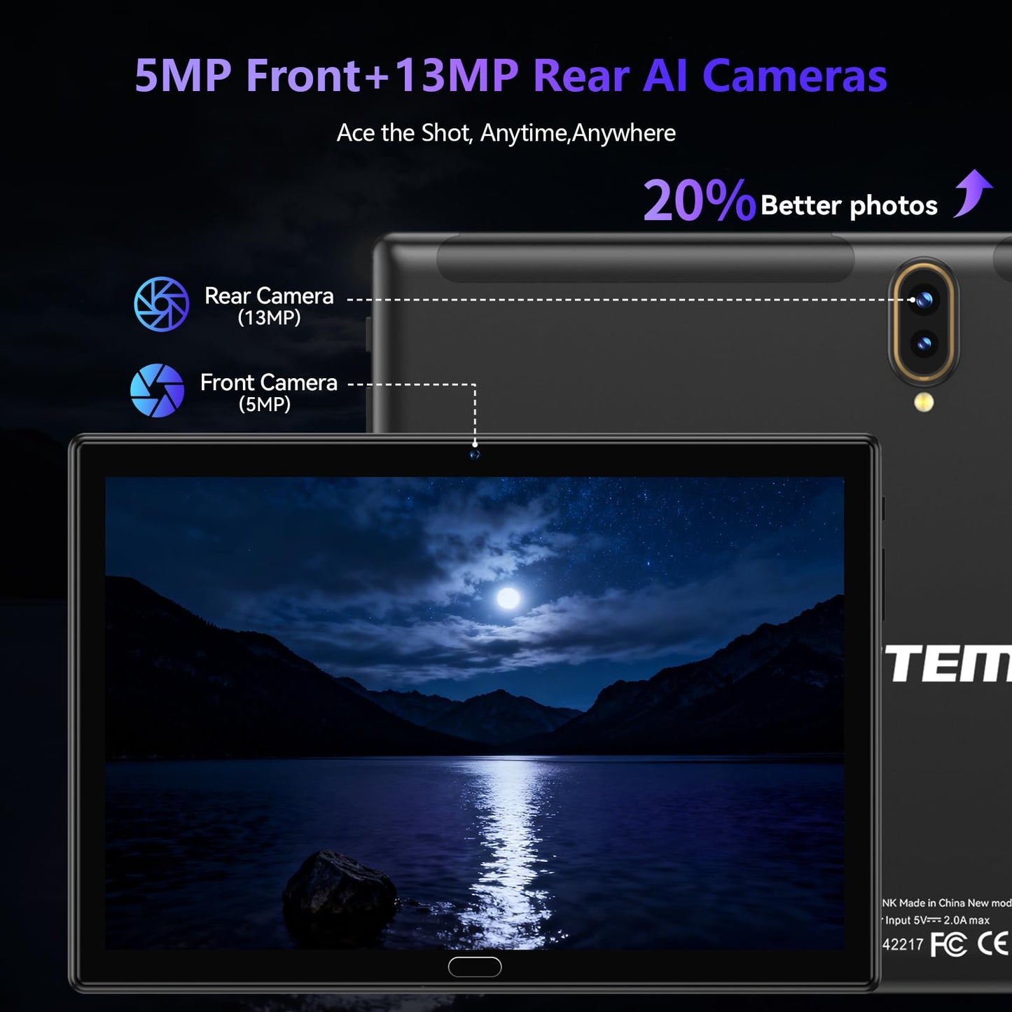 ANTEMPER Tablet 10.1 Inch-Android Tablet 64GB ROM 1TB D118A-F