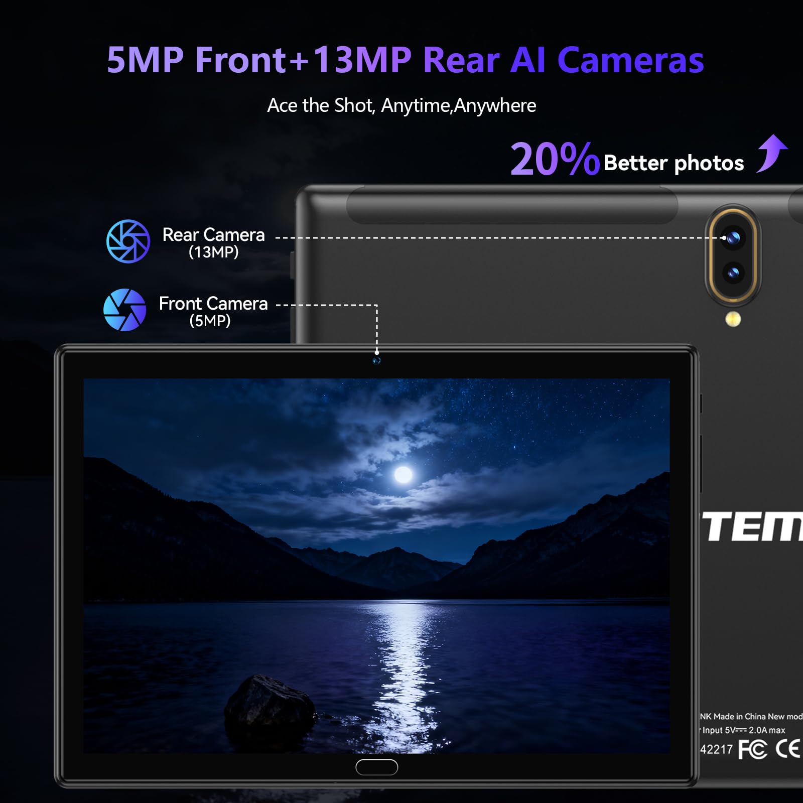 ANTEMPER Tablet 10.1 Inch-Android Tablet 64GB ROM 1TB D118A-F