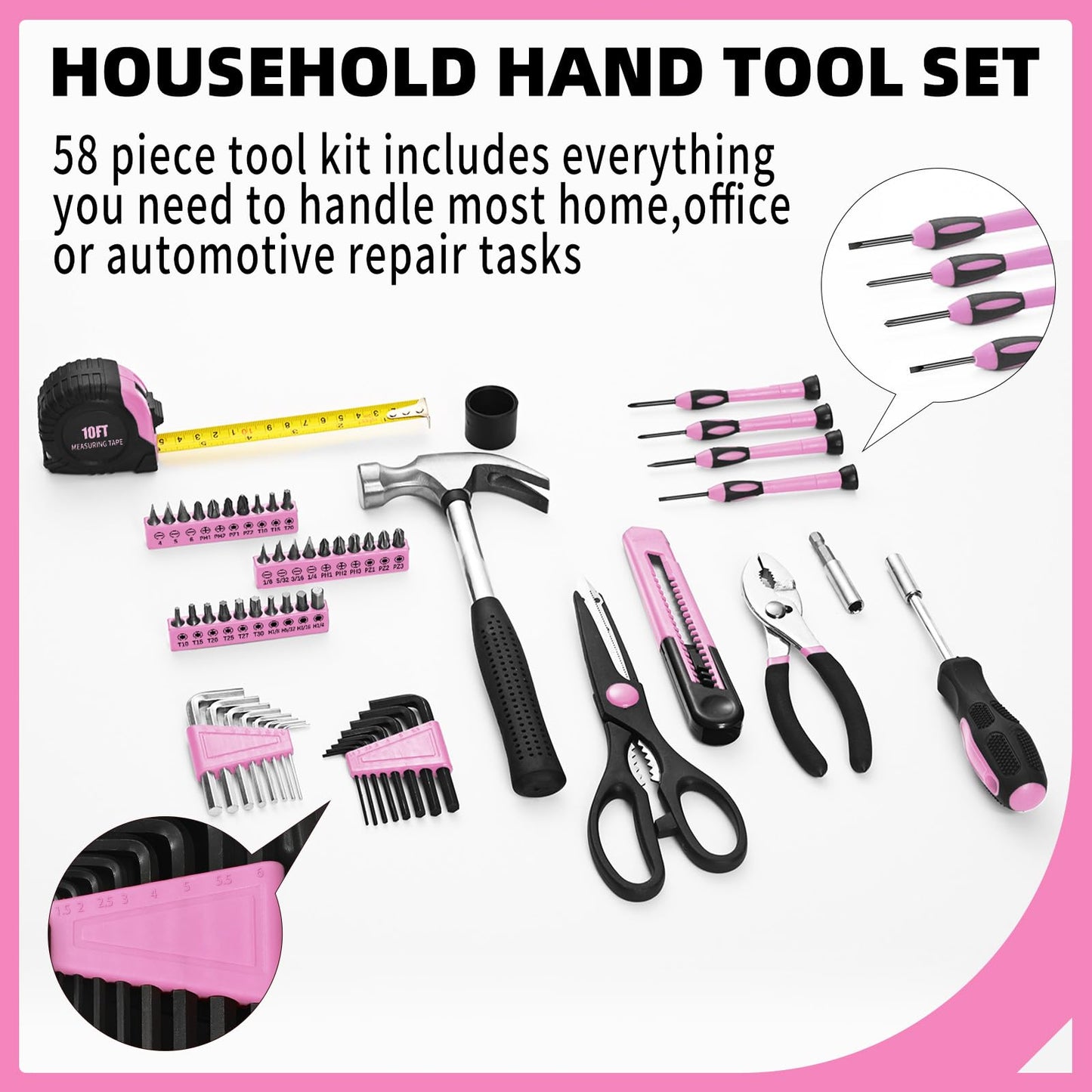 Household Tool Set General Repair Small Hand Tool Kit Storage Case for Home Garage Office College Dormitory Use