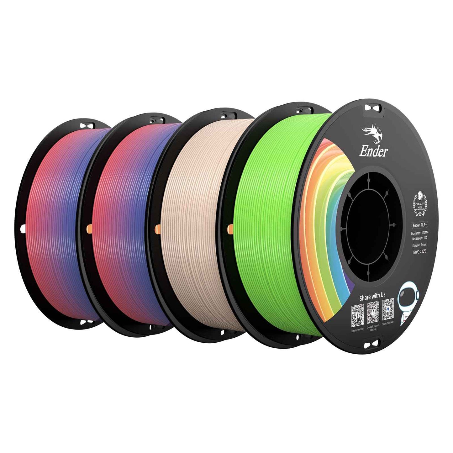 Creality 3D Printer Filament, PLA Filament Bundle for 3D Printing, Ender PLA Filament No-Tangling, Strong Bonding & Overhang Performance, Accuracy +/- 0.02mm