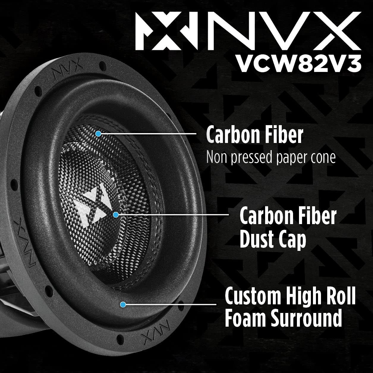 NVX VCW Series Subwoofer [ VC Series ] 3-Dimensional Die Cast Aluminum Basket
